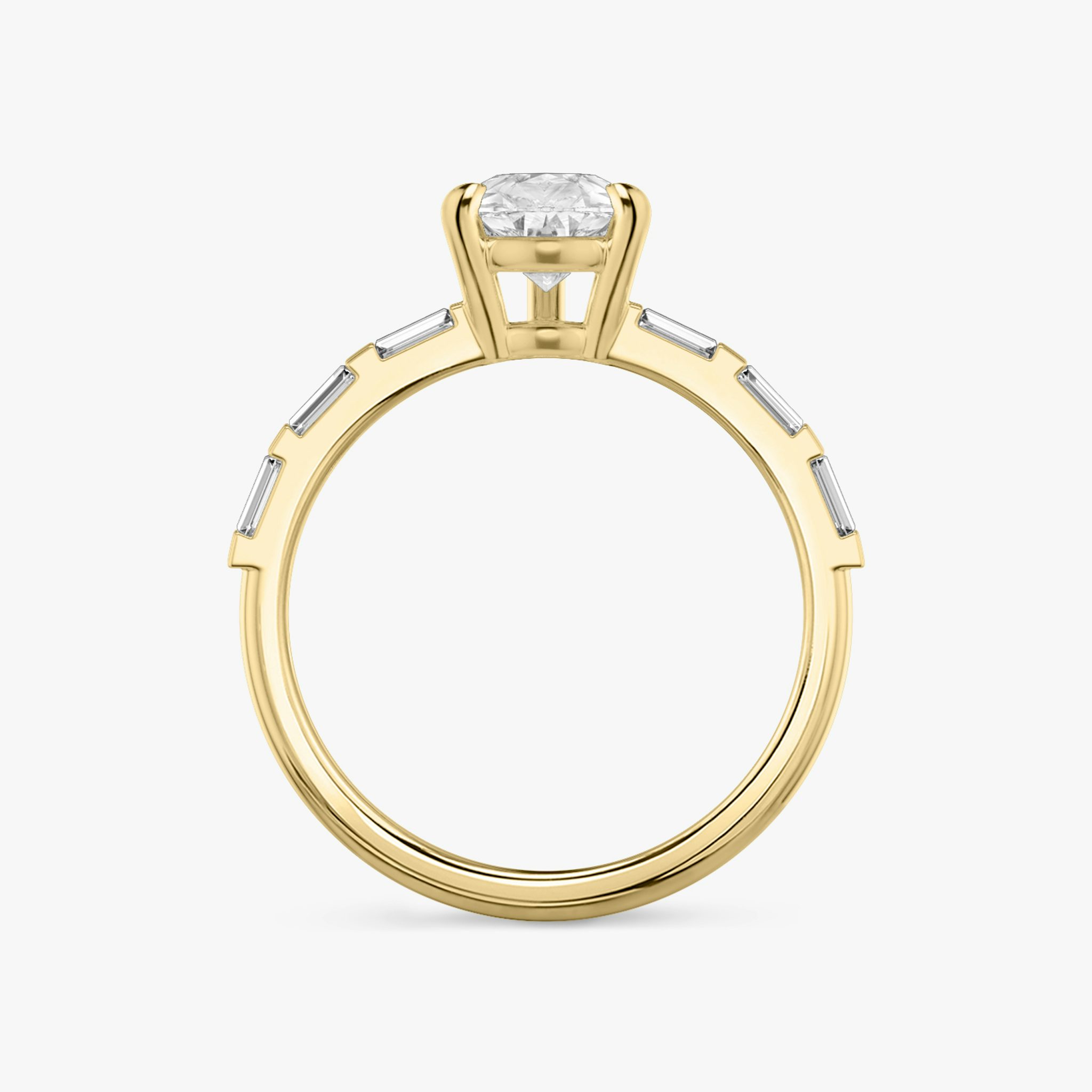 The Double Band | Pear | 18k | Yellow Gold | bandAccent: Pavé | bandStoneShape: Baguette | diamondOrientation: vertical | caratWeight: other