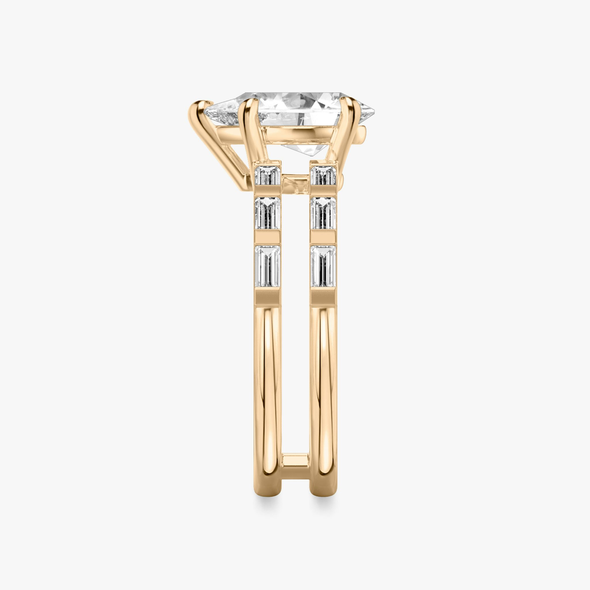 The Double Band | Pear | 14k | Rose Gold | bandAccent: Pavé | bandStoneShape: Baguette | diamondOrientation: vertical | caratWeight: other