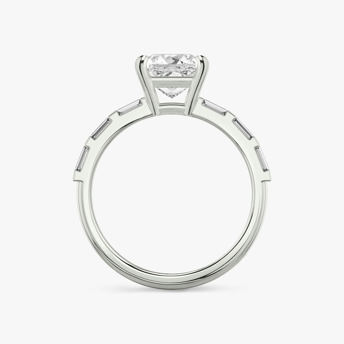 The Double Band | Princess | 18k | White Gold | bandAccent: Pavé | bandStoneShape: Baguette | diamondOrientation: vertical | caratWeight: other