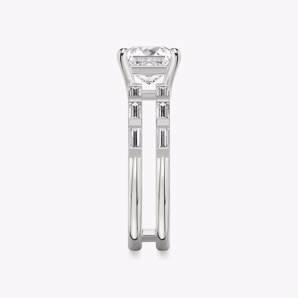 The Double Band | Princess | Platinum | bandAccent: Pavé | bandStoneShape: Baguette | diamondOrientation: vertical | caratWeight: other