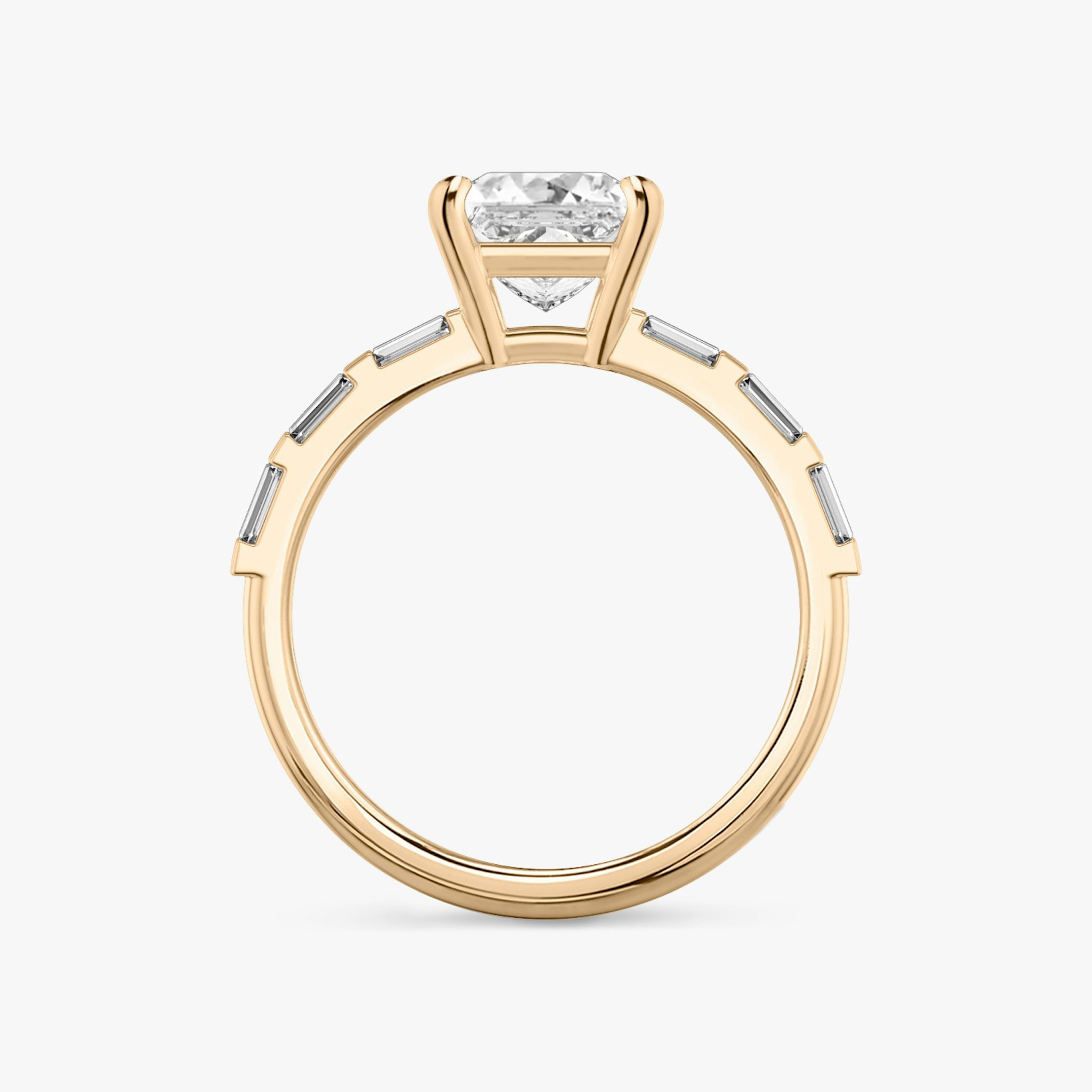 The Double Band | Princess | 14k | Rose Gold | bandAccent: Pavé | bandStoneShape: Baguette | diamondOrientation: vertical | caratWeight: other