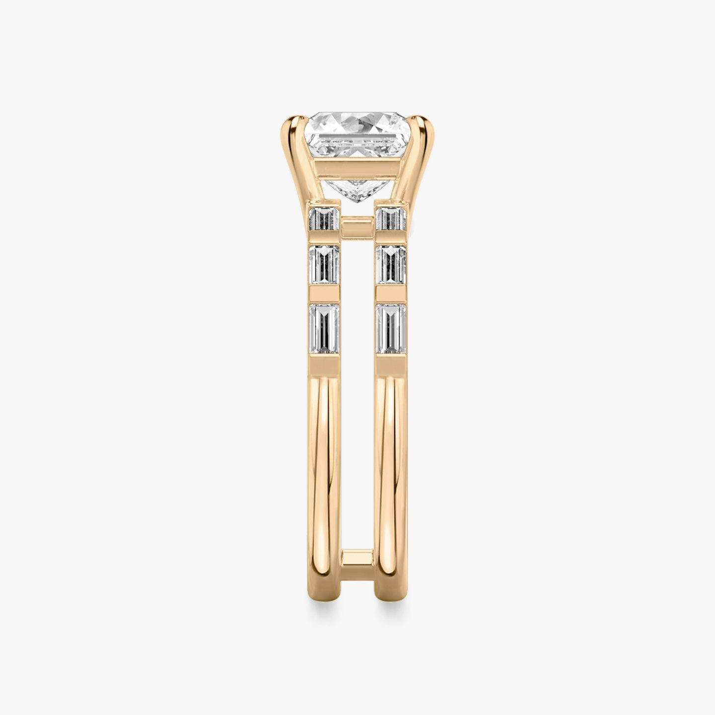 The Double Band | Princess | 14k | Rose Gold | bandAccent: Pavé | bandStoneShape: Baguette | diamondOrientation: vertical | caratWeight: other