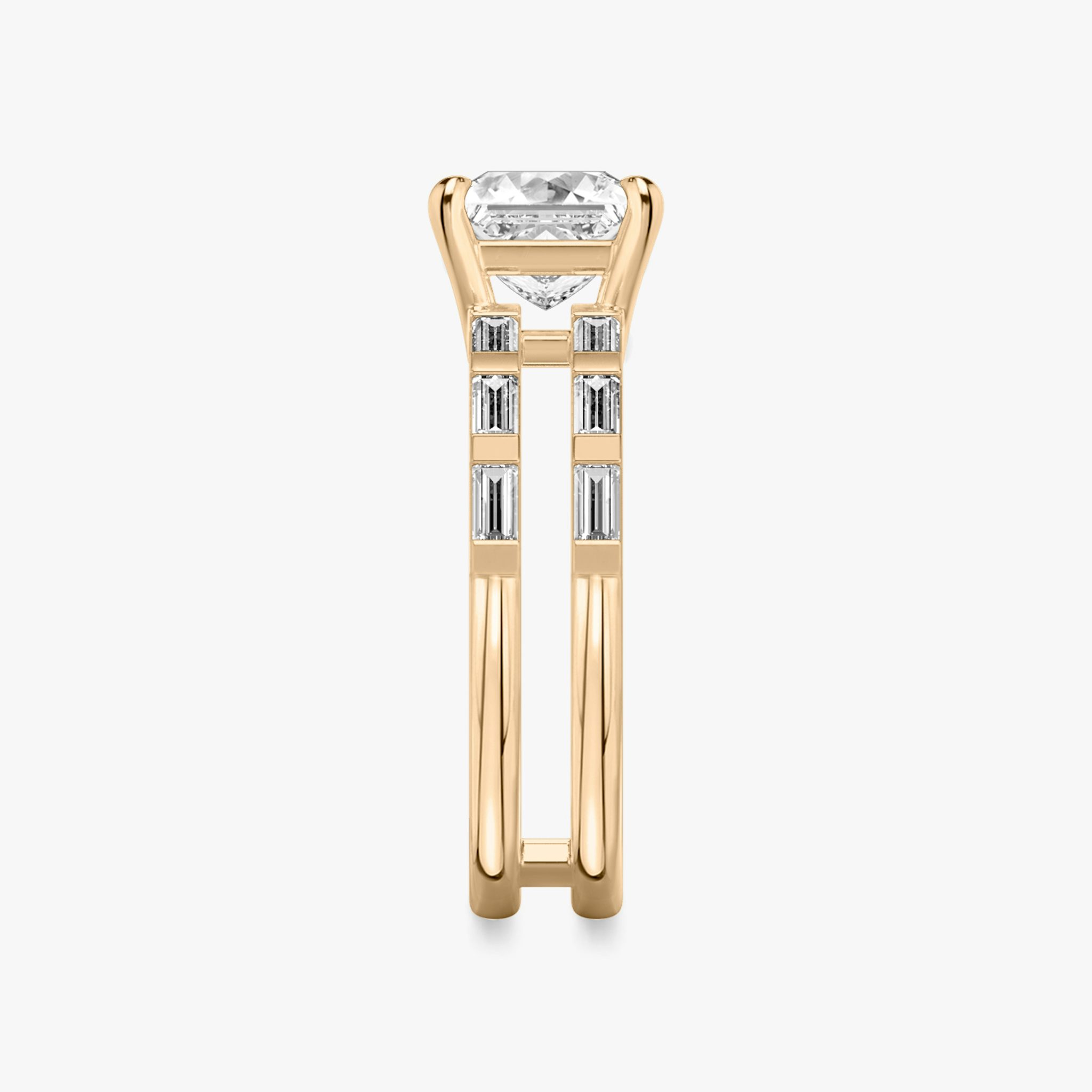 The Double Band | Princess | 14k | Rose Gold | bandAccent: Pavé | bandStoneShape: Baguette | diamondOrientation: vertical | caratWeight: other