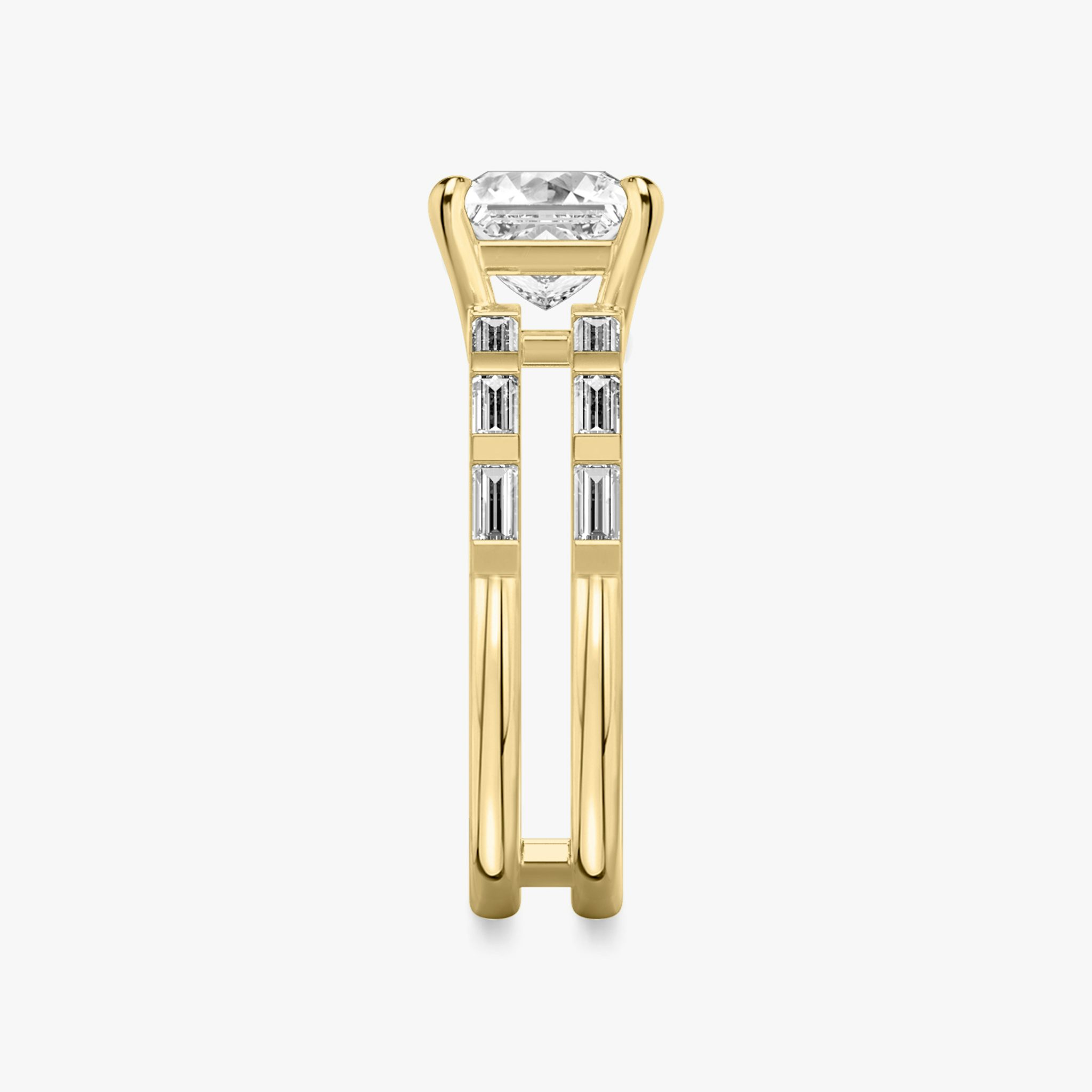 The Double Band | Princess | 18k | Yellow Gold | bandAccent: Pavé | bandStoneShape: Baguette | diamondOrientation: vertical | caratWeight: other