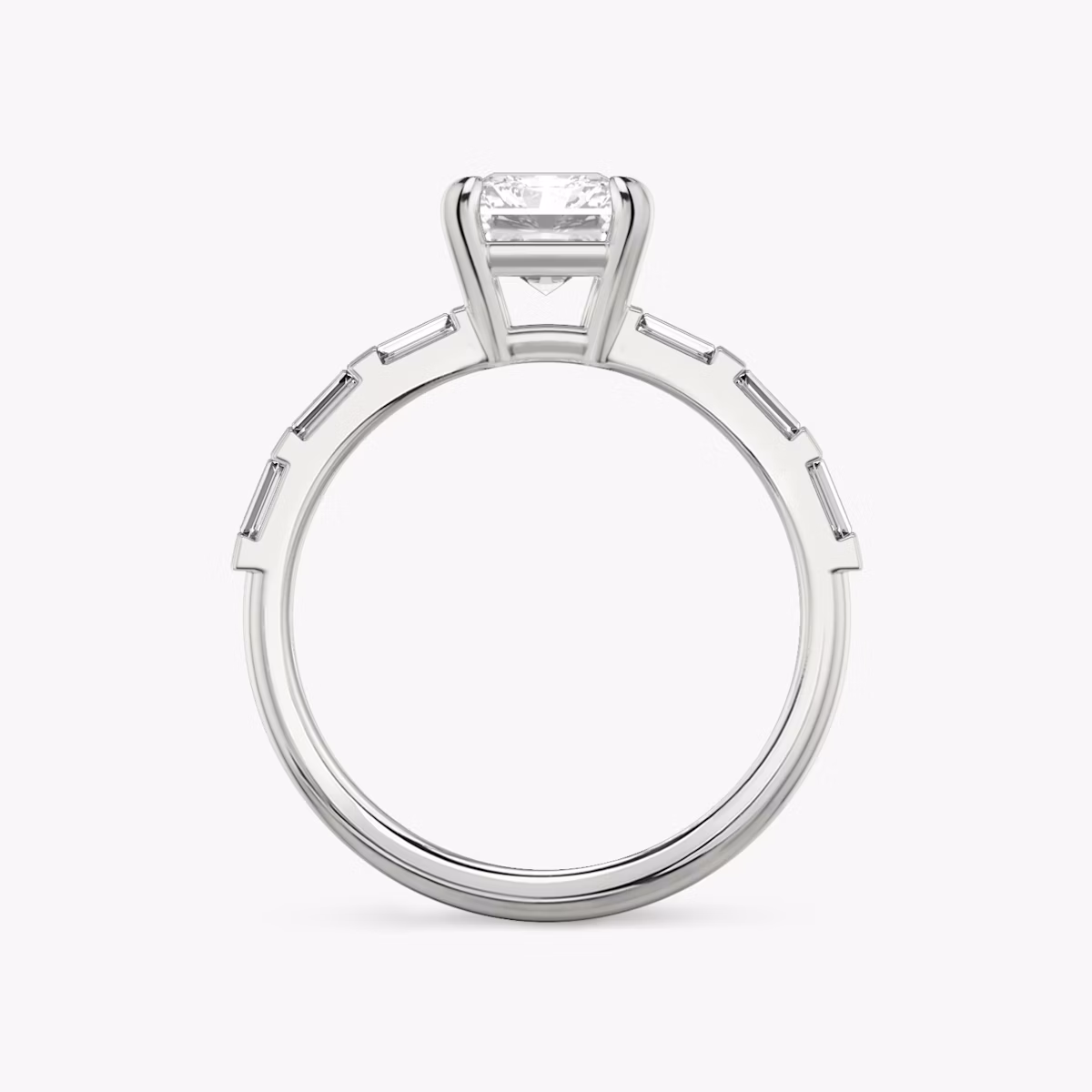 The Double Band | Radiant | Platinum | bandAccent: Pavé | bandStoneShape: Baguette | diamondOrientation: vertical | caratWeight: other