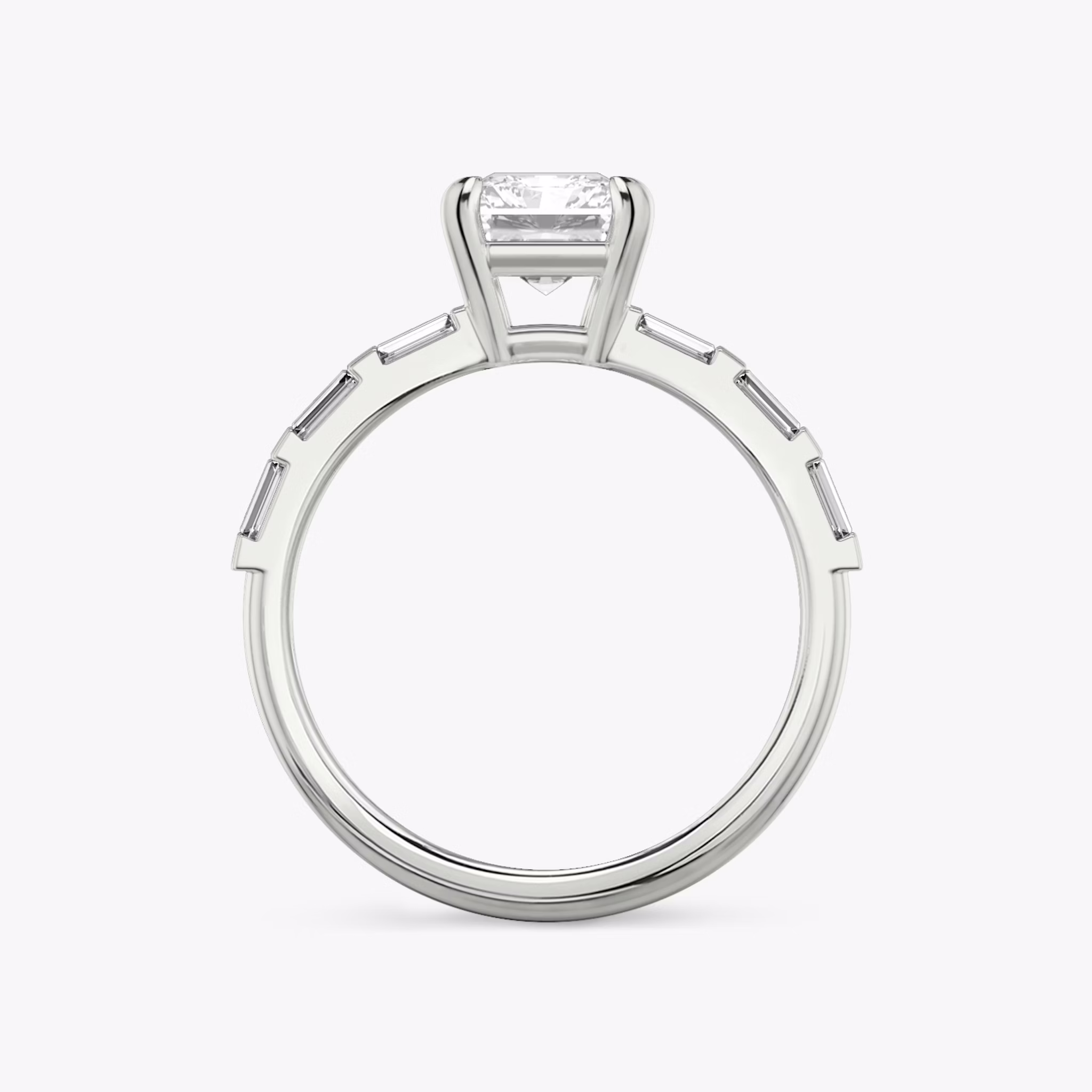 The Double Band | Radiant | Platinum | bandAccent: Pavé | bandStoneShape: Baguette | diamondOrientation: vertical | caratWeight: other