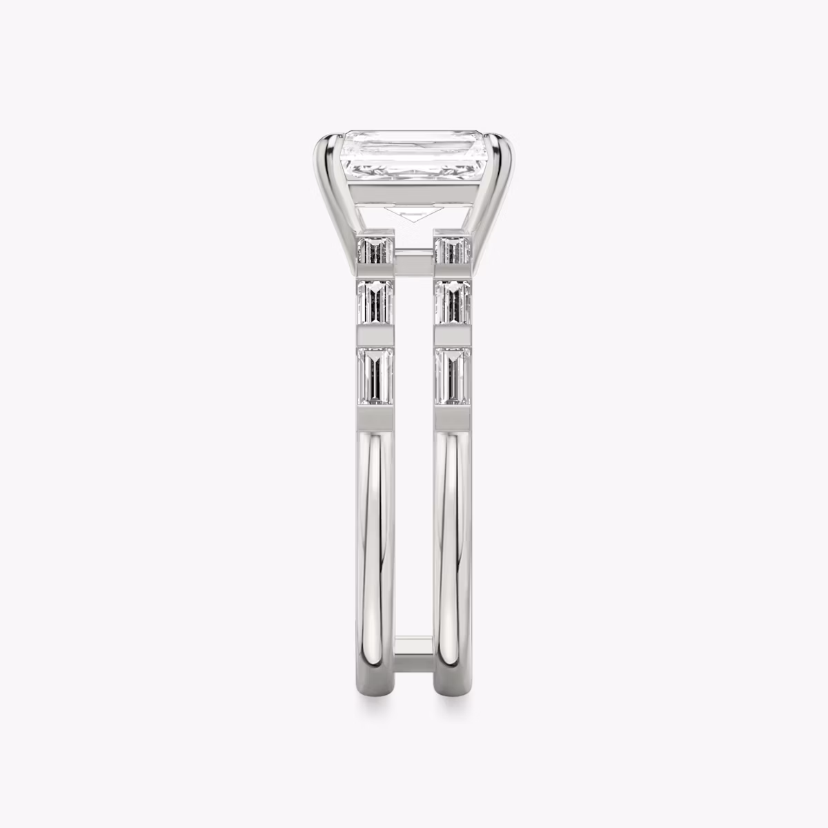 The Double Band | Radiant | Platinum | bandAccent: Pavé | bandStoneShape: Baguette | diamondOrientation: vertical | caratWeight: other