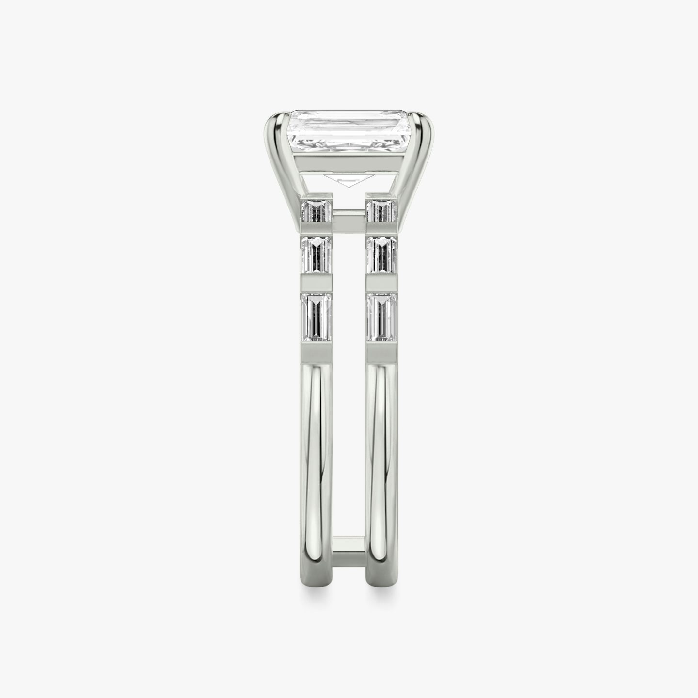 The Double Band | Radiant | Platinum | bandAccent: Pavé | bandStoneShape: Baguette | diamondOrientation: vertical | caratWeight: other
