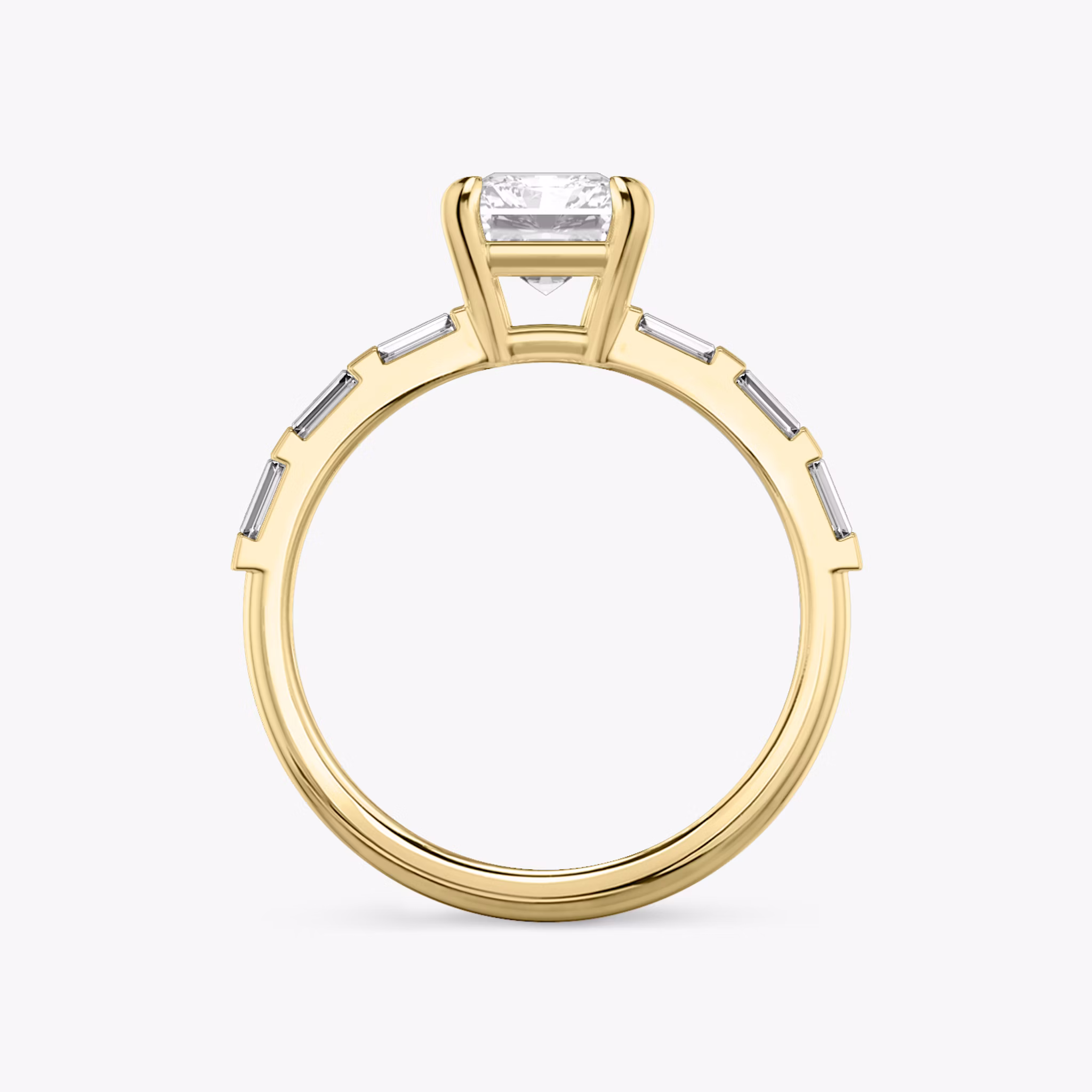 The Double Band | Radiant | 18k | Yellow Gold | bandAccent: Pavé | bandStoneShape: Baguette | diamondOrientation: vertical | caratWeight: other