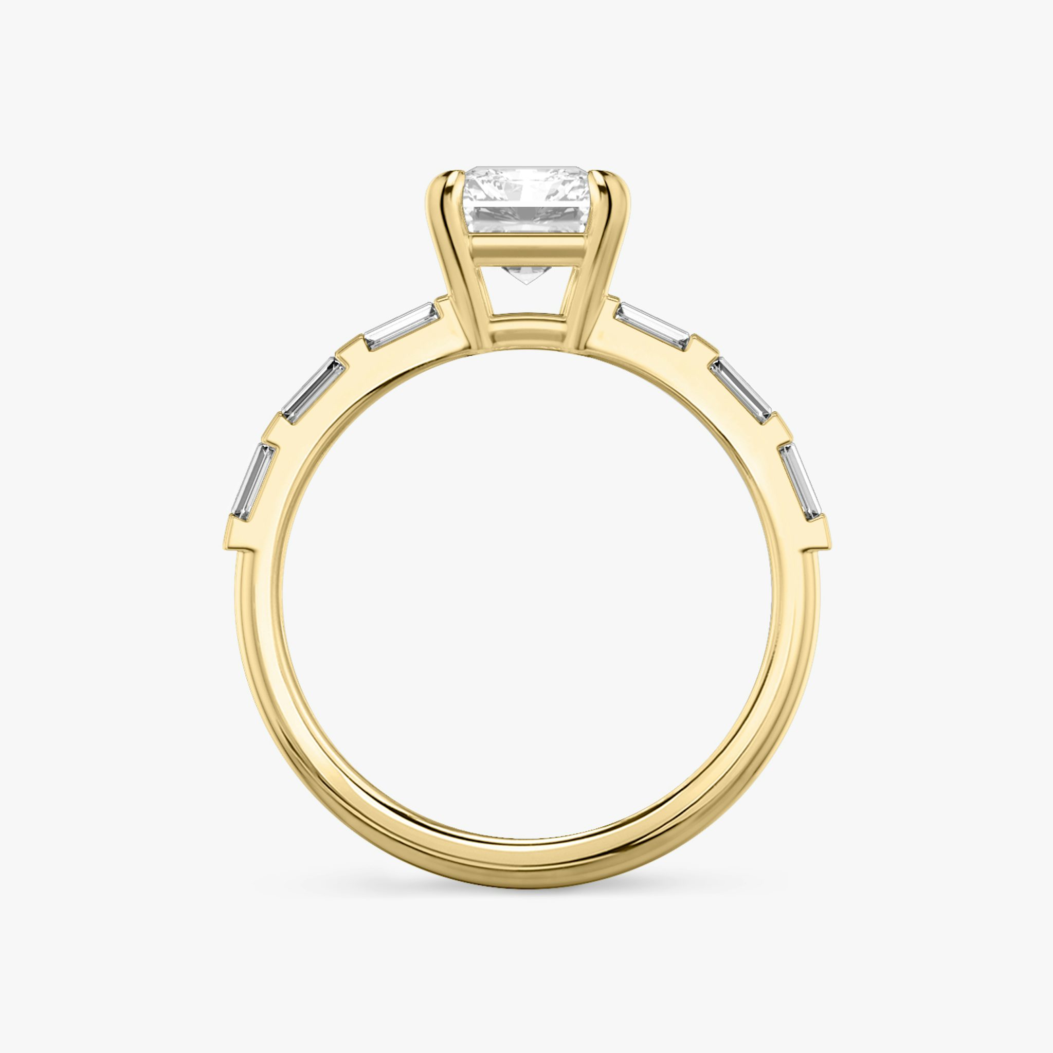The Double Band | Radiant | 18k | Yellow Gold | bandAccent: Pavé | bandStoneShape: Baguette | diamondOrientation: vertical | caratWeight: other