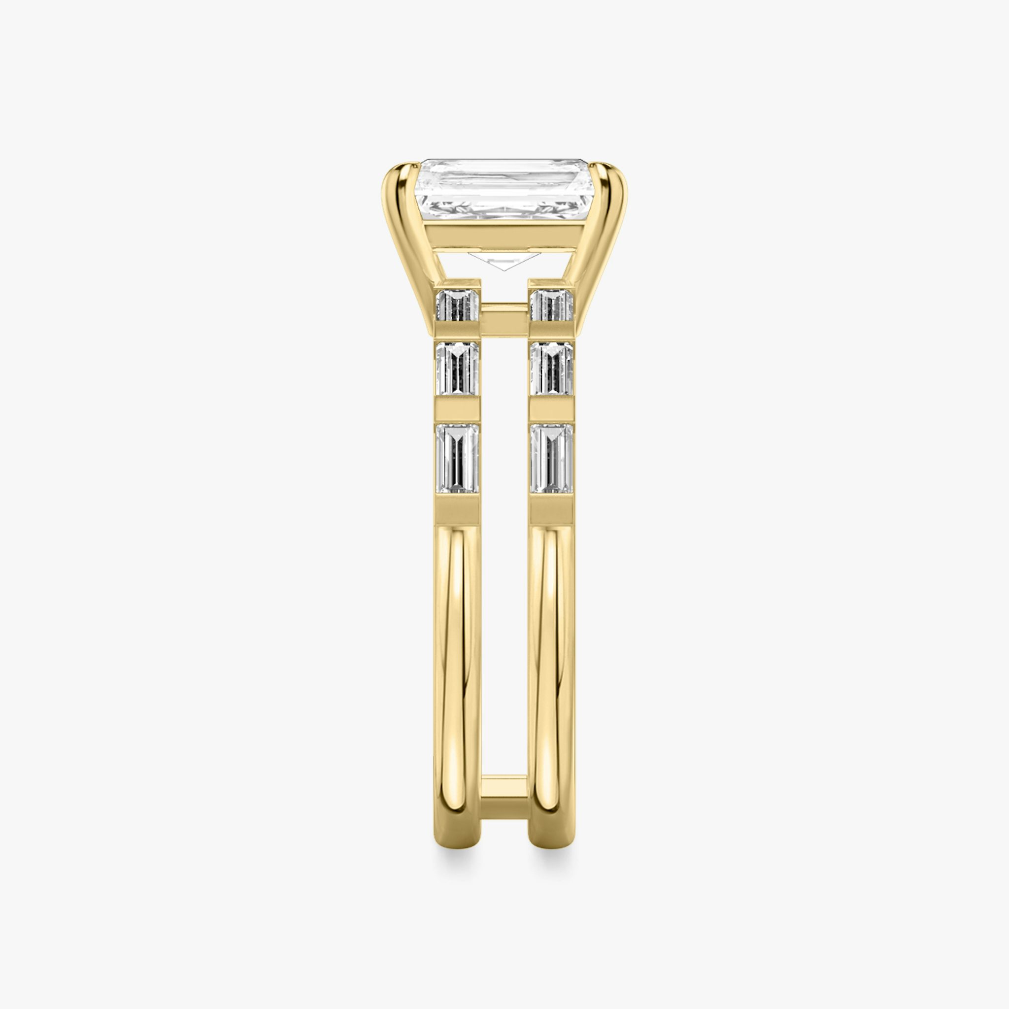 The Double Band | Radiant | 18k | Yellow Gold | bandAccent: Pavé | bandStoneShape: Baguette | diamondOrientation: vertical | caratWeight: other