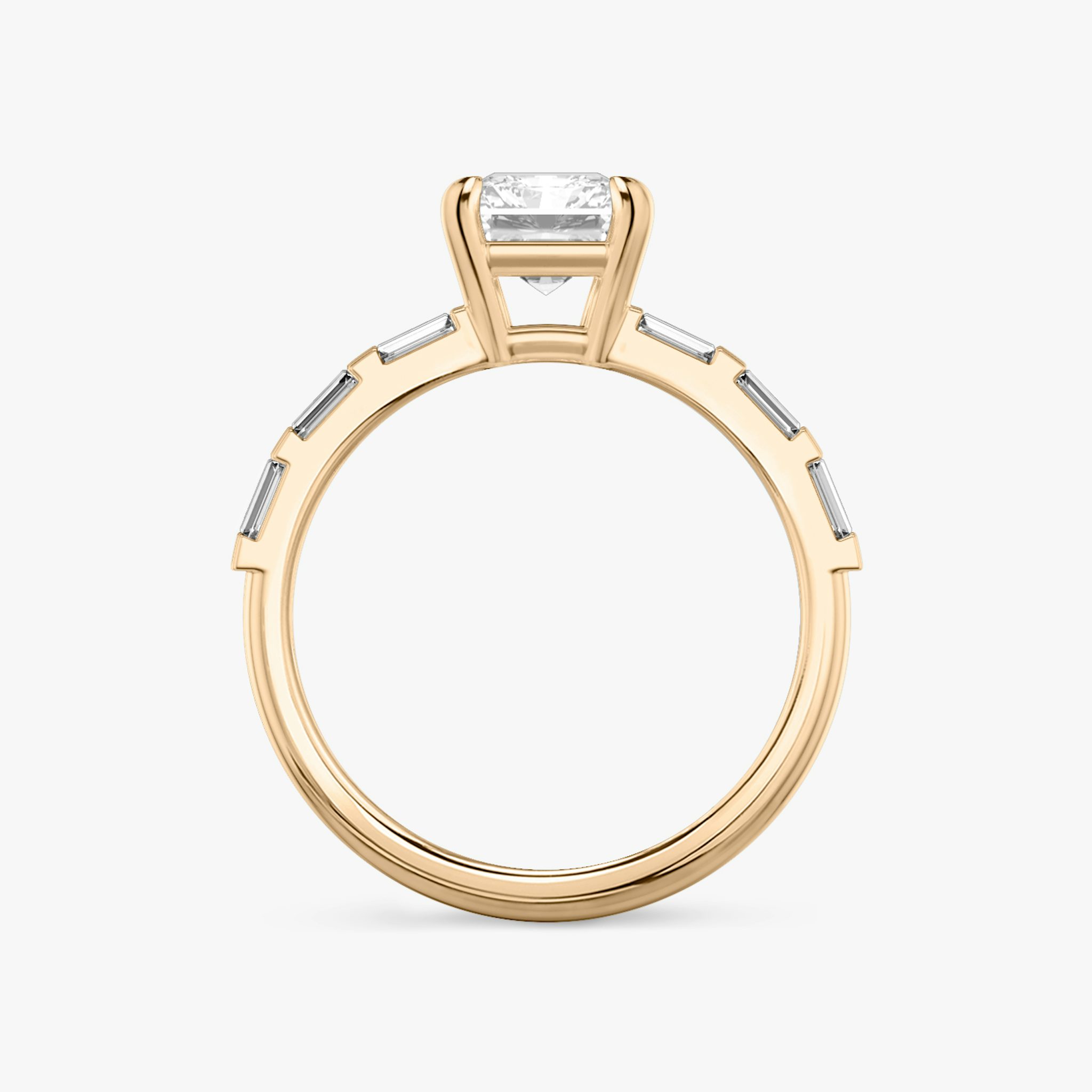 The Double Band | Radiant | 14k | Rose Gold | bandAccent: Pavé | bandStoneShape: Baguette | diamondOrientation: vertical | caratWeight: other