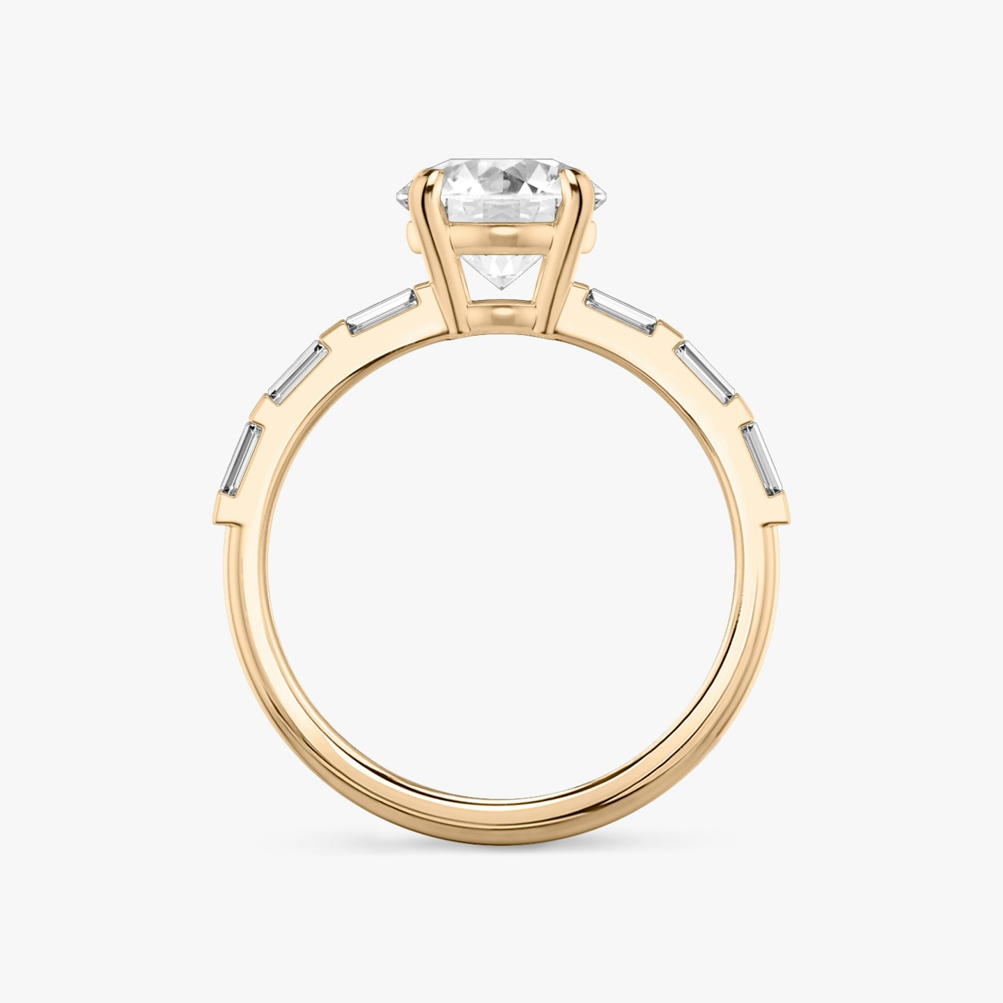 The Double Band | Round Brilliant | 14k | Rose Gold | bandAccent: Pavé | bandStoneShape: Baguette | caratWeight: 1.0ct | diamondOrientation: vertical