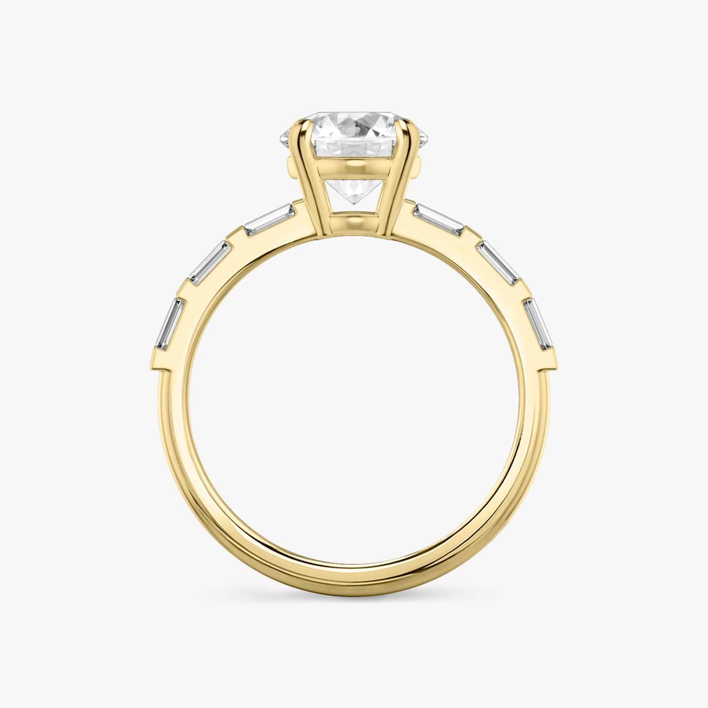 The Double Band | Round Brilliant | 18k | Yellow Gold | bandAccent: Pavé | bandStoneShape: Baguette | caratWeight: other | diamondOrientation: vertical