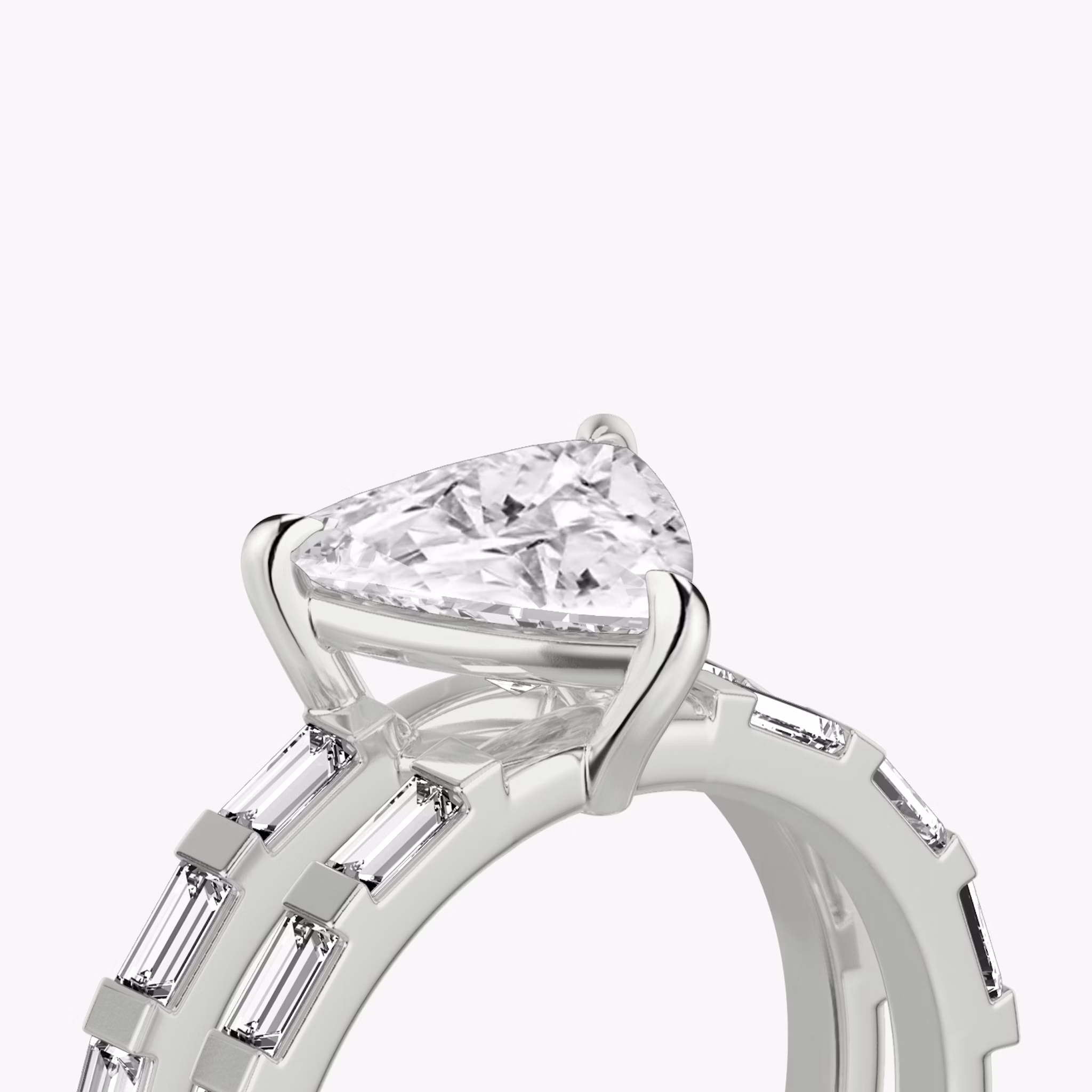 The Double Band | Trillion | Platinum | bandAccent: Pavé | bandStoneShape: Baguette | diamondOrientation: vertical | caratWeight: other