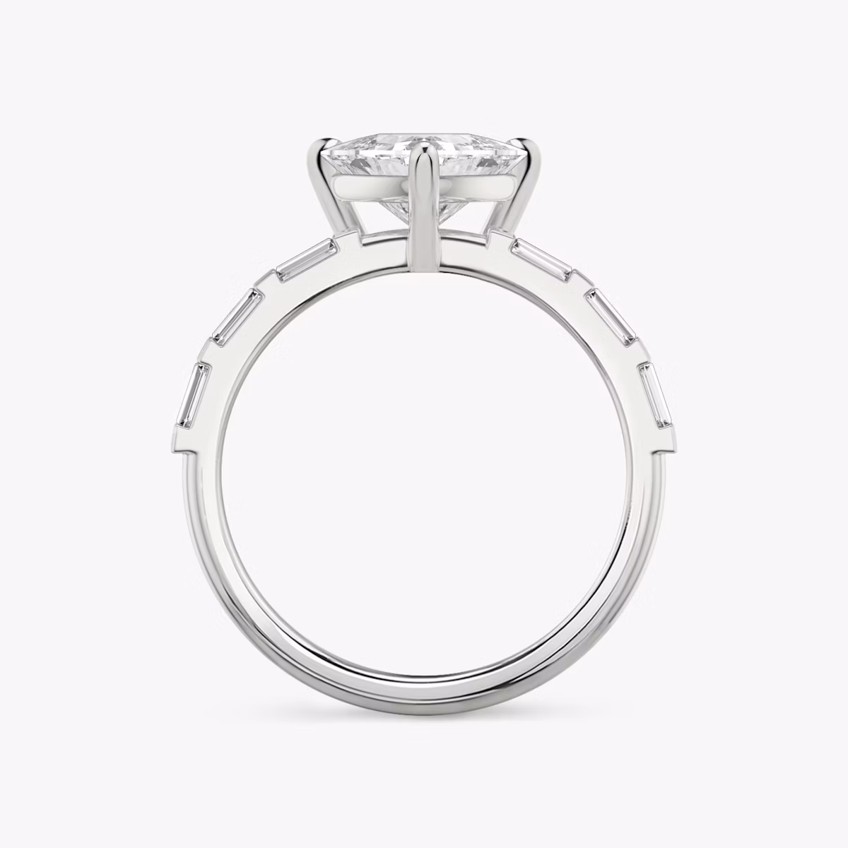 The Double Band | Trillion | 18k | White Gold | bandAccent: Pavé | bandStoneShape: Baguette | diamondOrientation: vertical | caratWeight: other