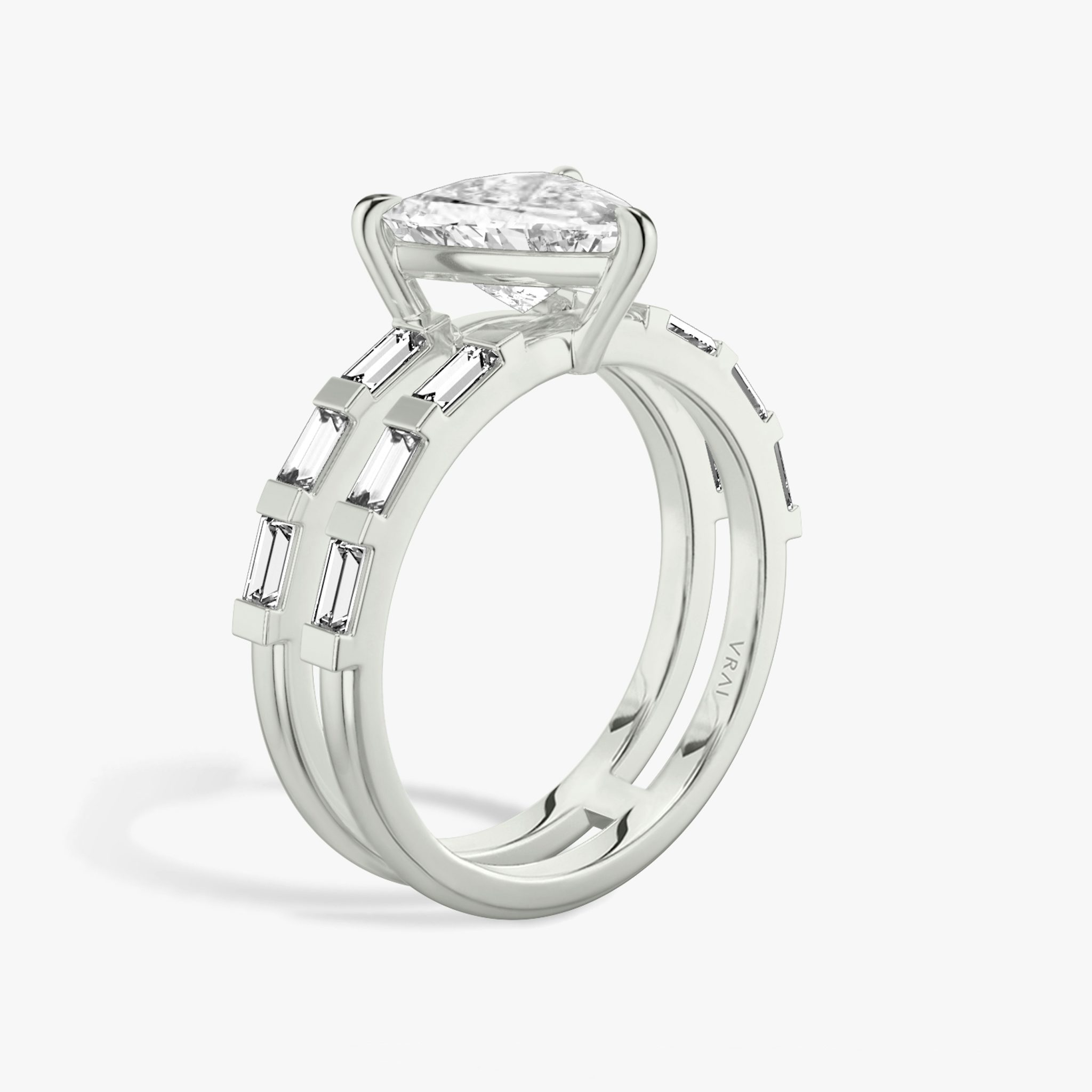 The Double Band | Trillion | Platinum | bandAccent: Pavé | bandStoneShape: Baguette | diamondOrientation: vertical | caratWeight: other