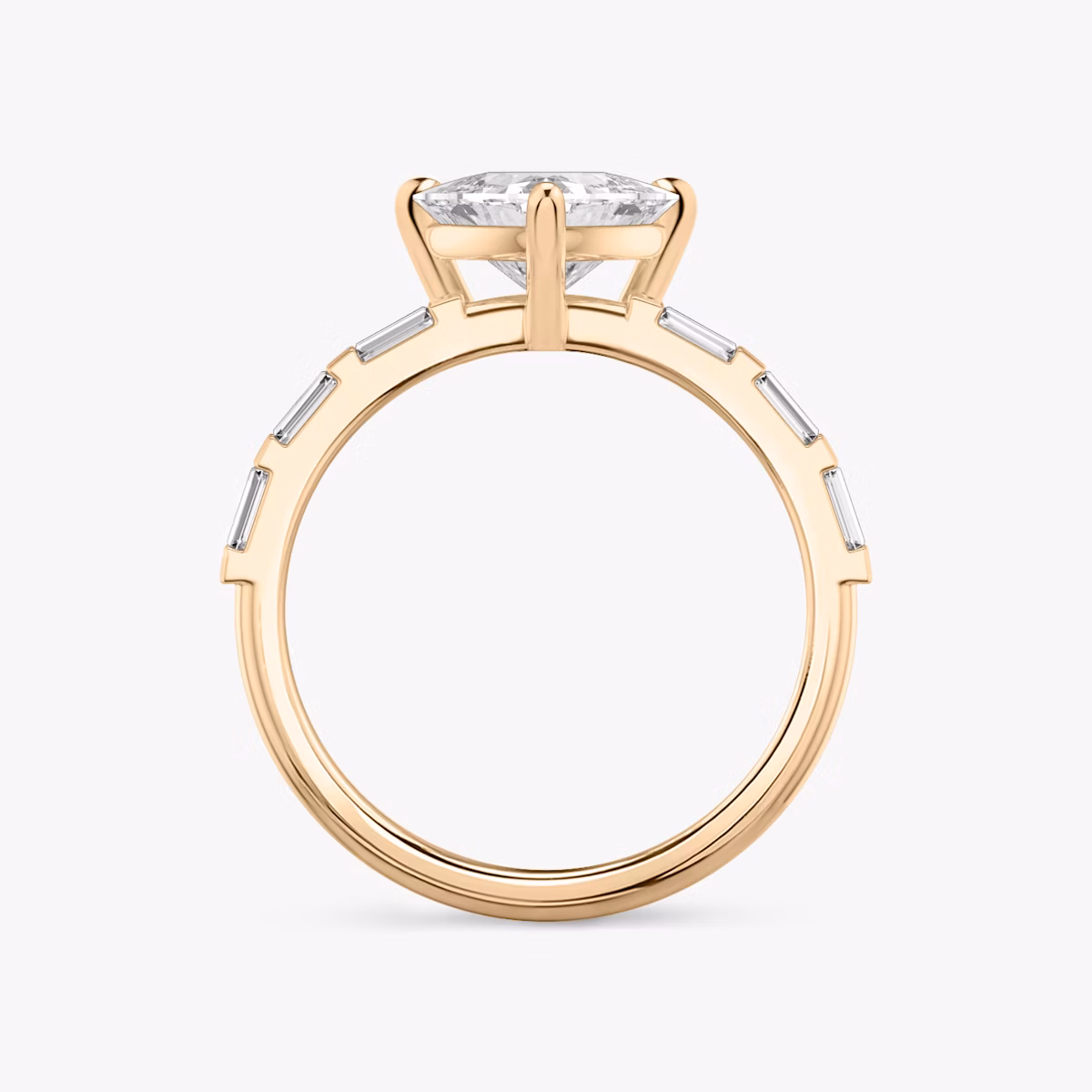 The Double Band | Trillion | 14k | Rose Gold | bandAccent: Pavé | bandStoneShape: Baguette | diamondOrientation: vertical | caratWeight: other