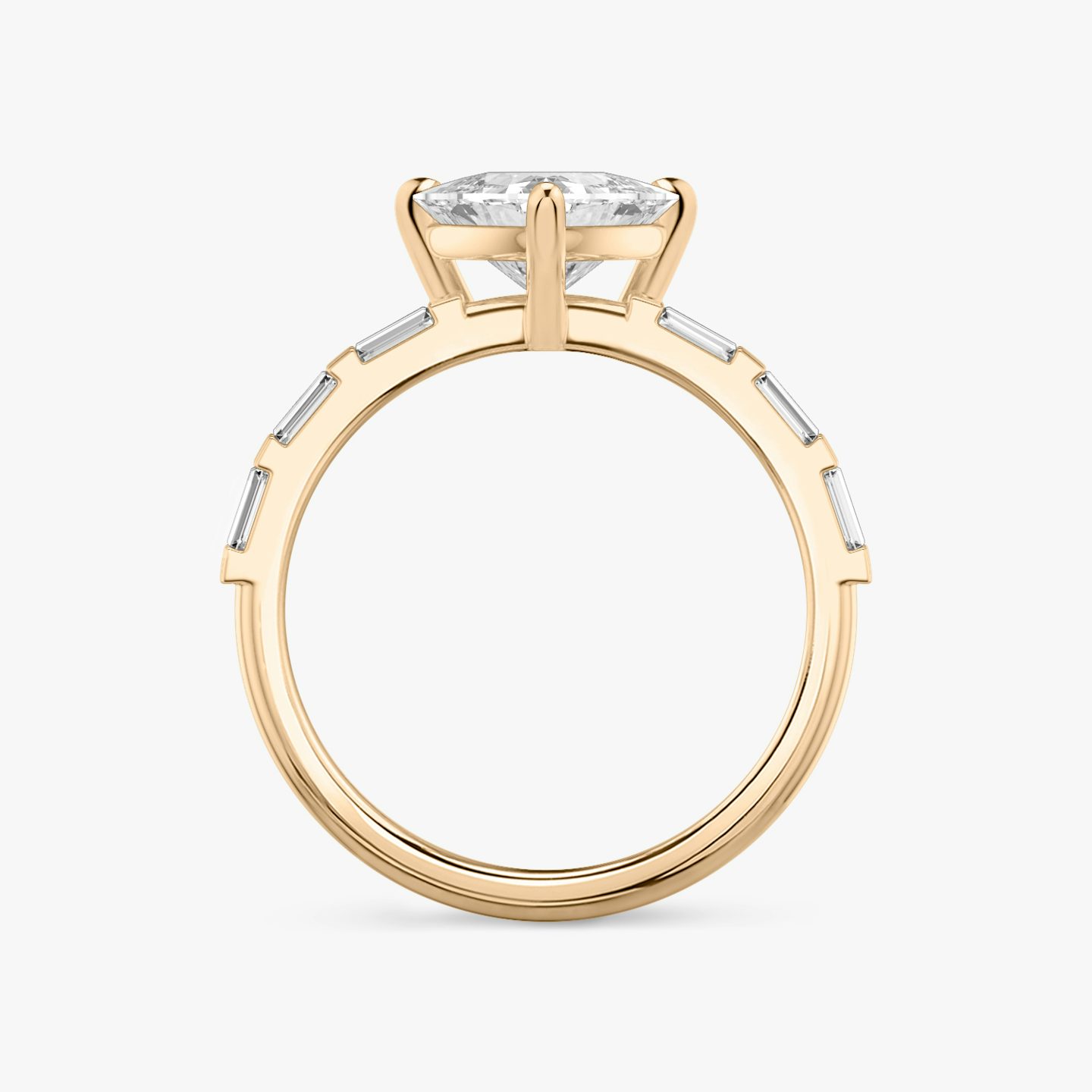 The Double Band | Trillion | 14k | Rose Gold | bandAccent: Pavé | bandStoneShape: Baguette | diamondOrientation: vertical | caratWeight: other