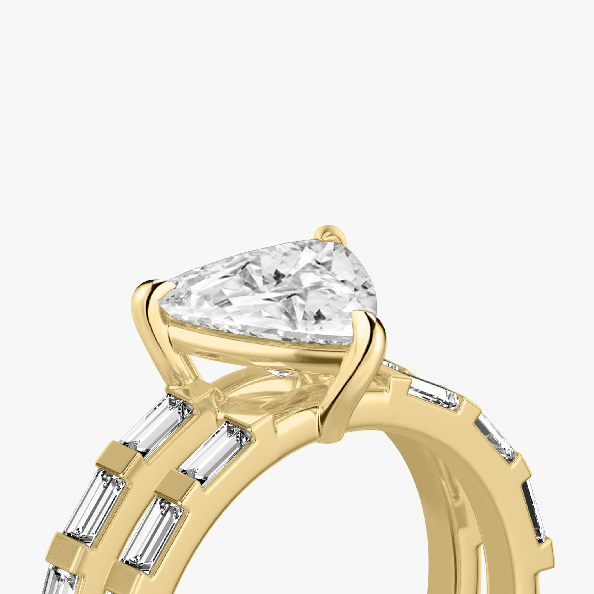 The Double Band | Trillion | 18k | Yellow Gold | bandAccent: Pavé | bandStoneShape: Baguette | diamondOrientation: vertical | caratWeight: other