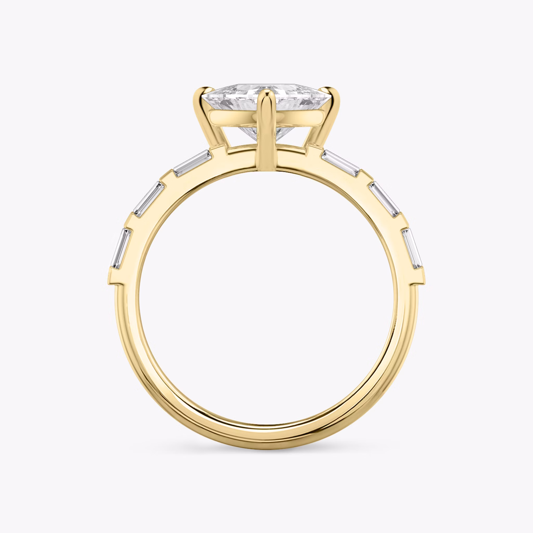 The Double Band | Trillion | 18k | Yellow Gold | bandAccent: Pavé | bandStoneShape: Baguette | diamondOrientation: vertical | caratWeight: other