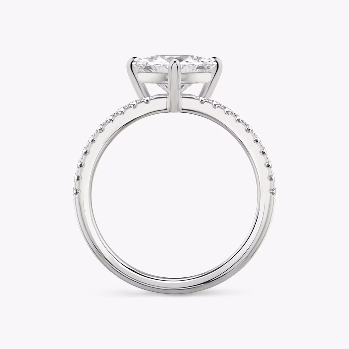 The Double Band | Trillion | 18k | White Gold | bandAccent: Pavé | bandStoneShape: Round Brilliant | diamondOrientation: vertical | caratWeight: other