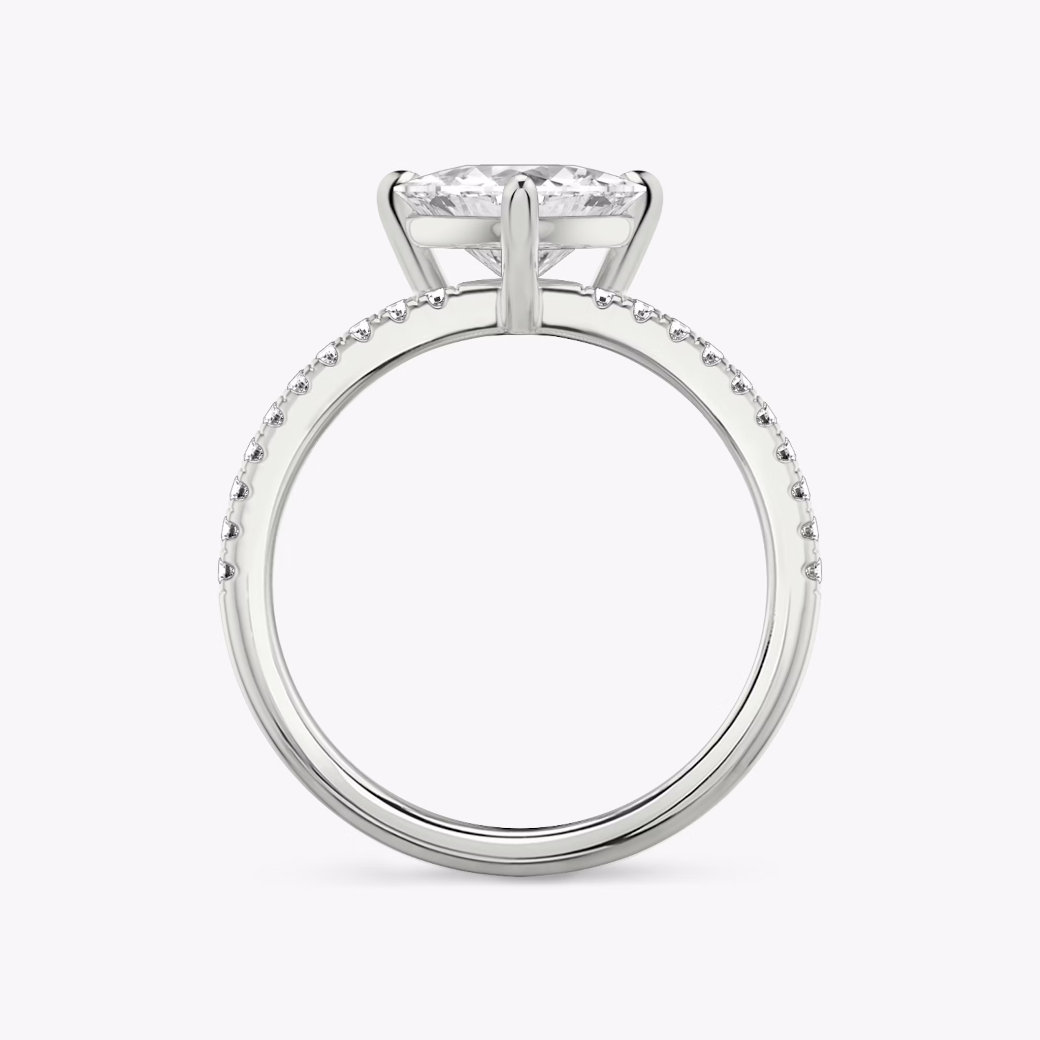 The Double Band | Trillion | Platinum | bandAccent: Pavé | bandStoneShape: Round Brilliant | diamondOrientation: vertical | caratWeight: other