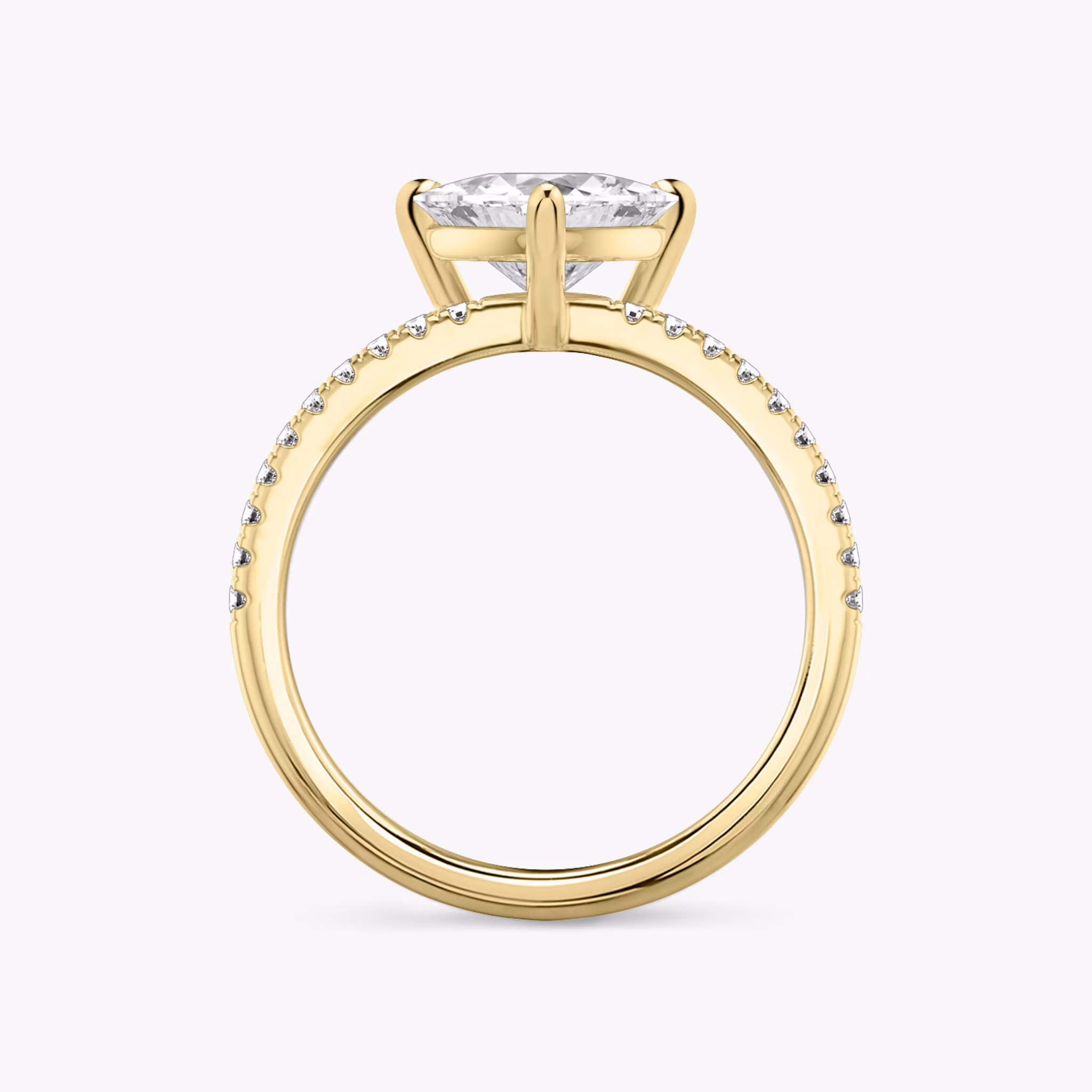 The Double Band | Trillion | 18k | Yellow Gold | bandAccent: Pavé | bandStoneShape: Round Brilliant | diamondOrientation: vertical | caratWeight: other