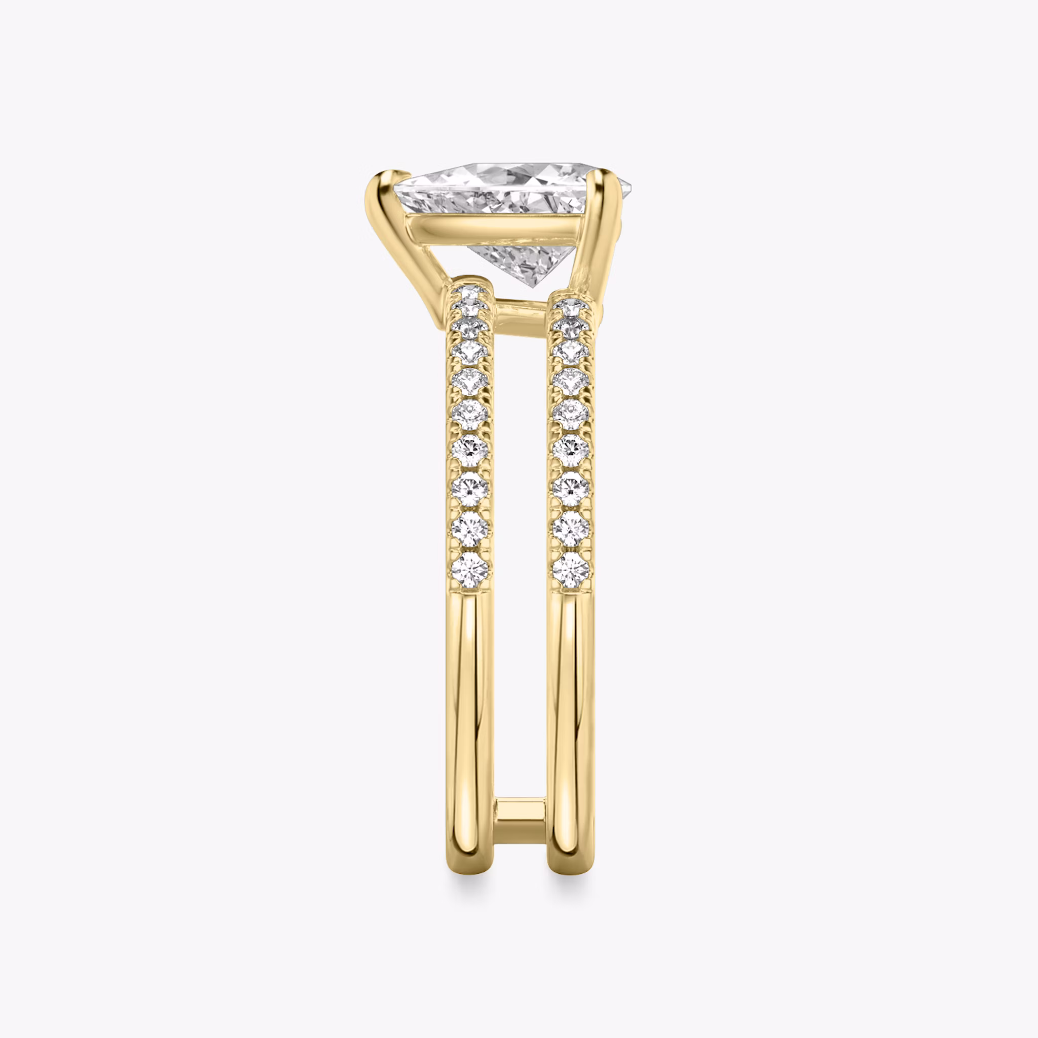 The Double Band | Trillion | 18k | Yellow Gold | bandAccent: Pavé | bandStoneShape: Round Brilliant | diamondOrientation: vertical | caratWeight: other