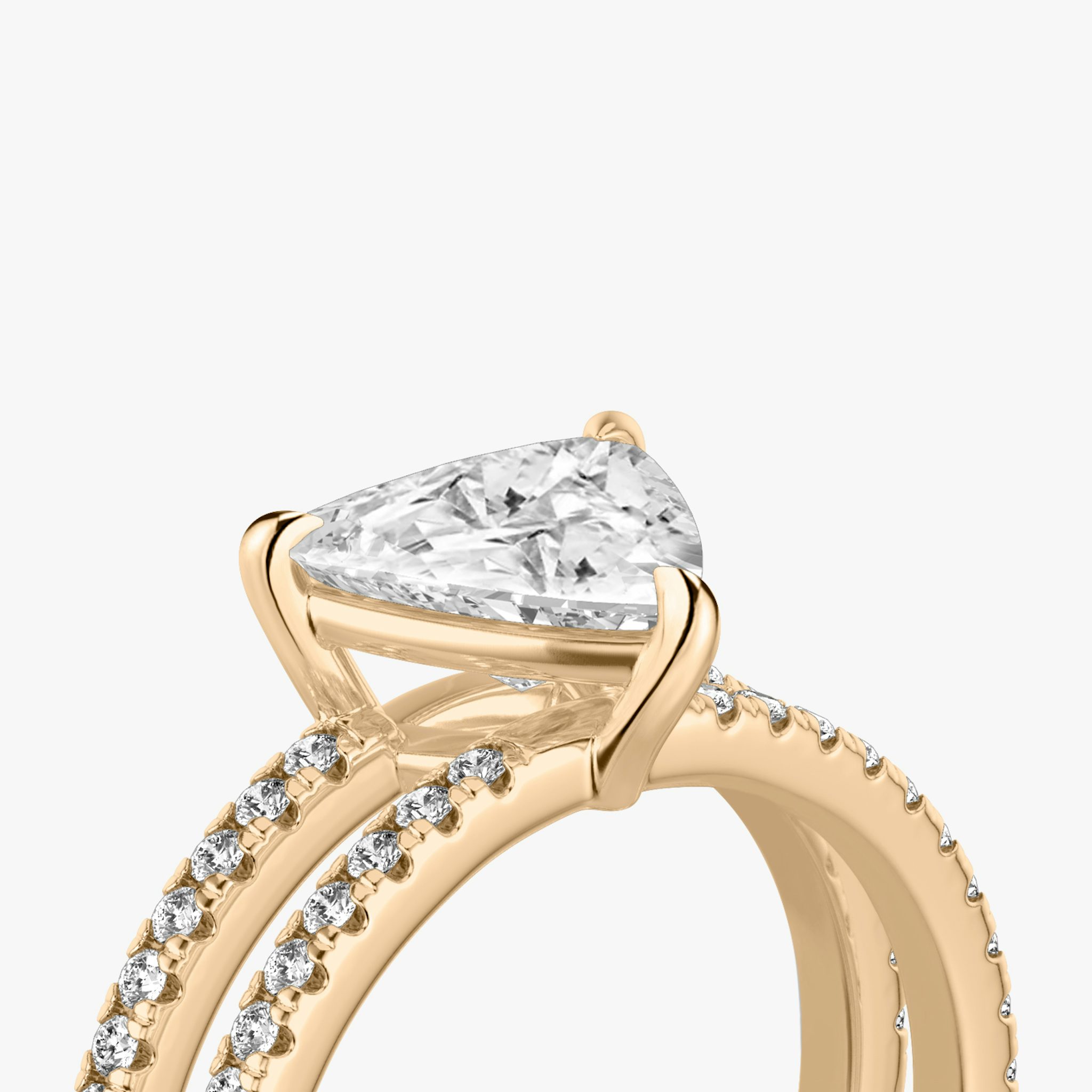 The Double Band | Trillion | 14k | Rose Gold | bandAccent: Pavé | diamondOrientation: vertical | caratWeight: other