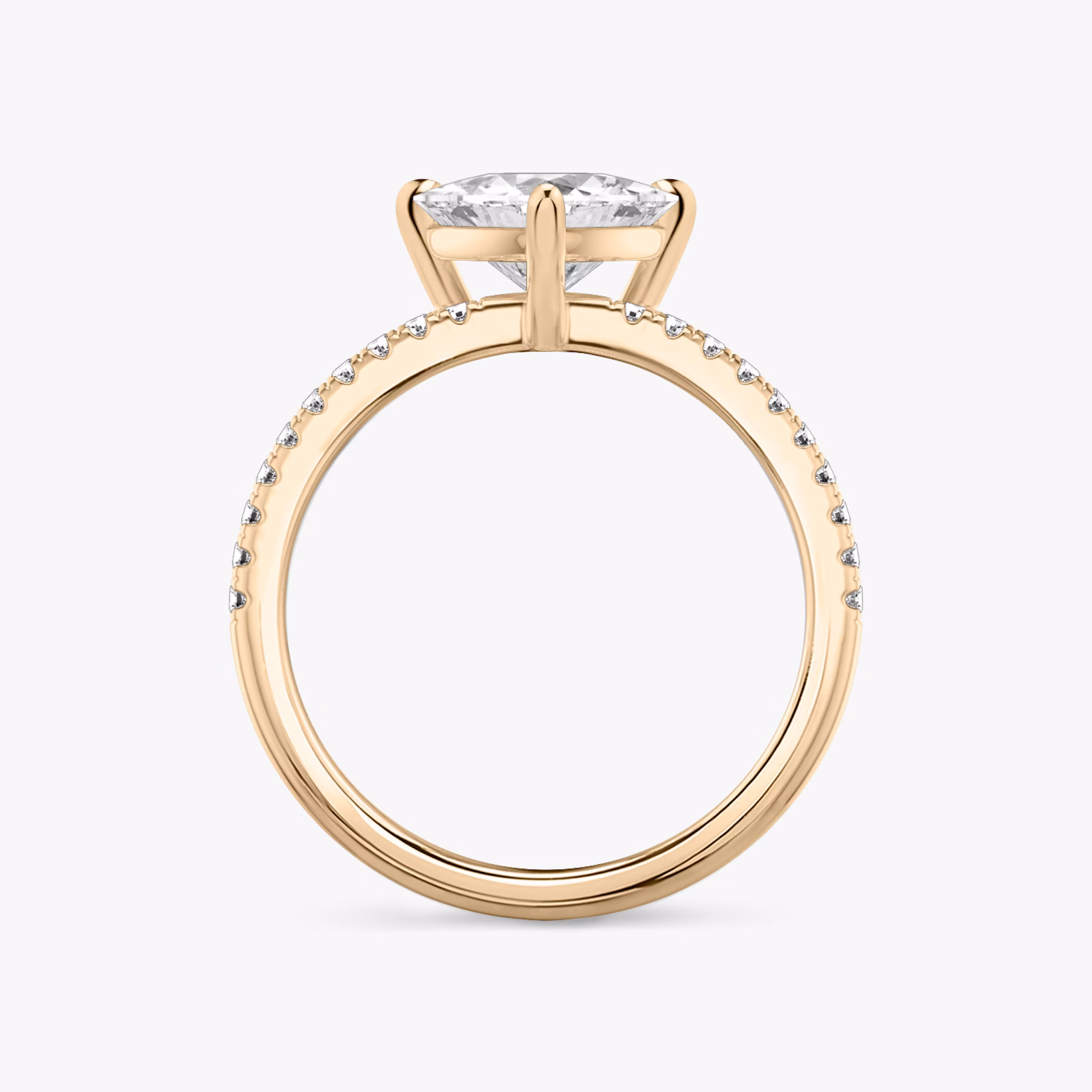The Double Band | Trillion | 14k | Rose Gold | bandAccent: Pavé | diamondOrientation: vertical | caratWeight: other