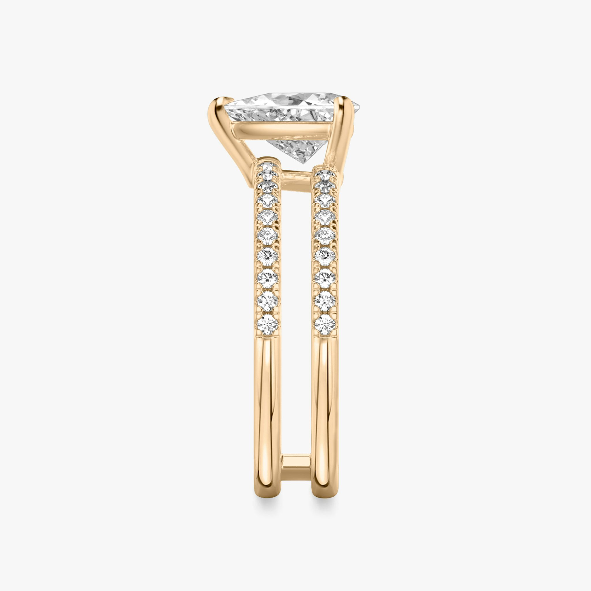 The Double Band | Trillion | 14k | Rose Gold | bandAccent: Pavé | diamondOrientation: vertical | caratWeight: other