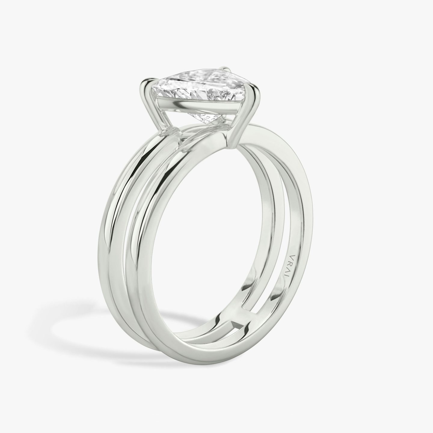The Double Band | Trillion | 18k | White Gold | bandAccent: Plain | diamondOrientation: vertical | caratWeight: other