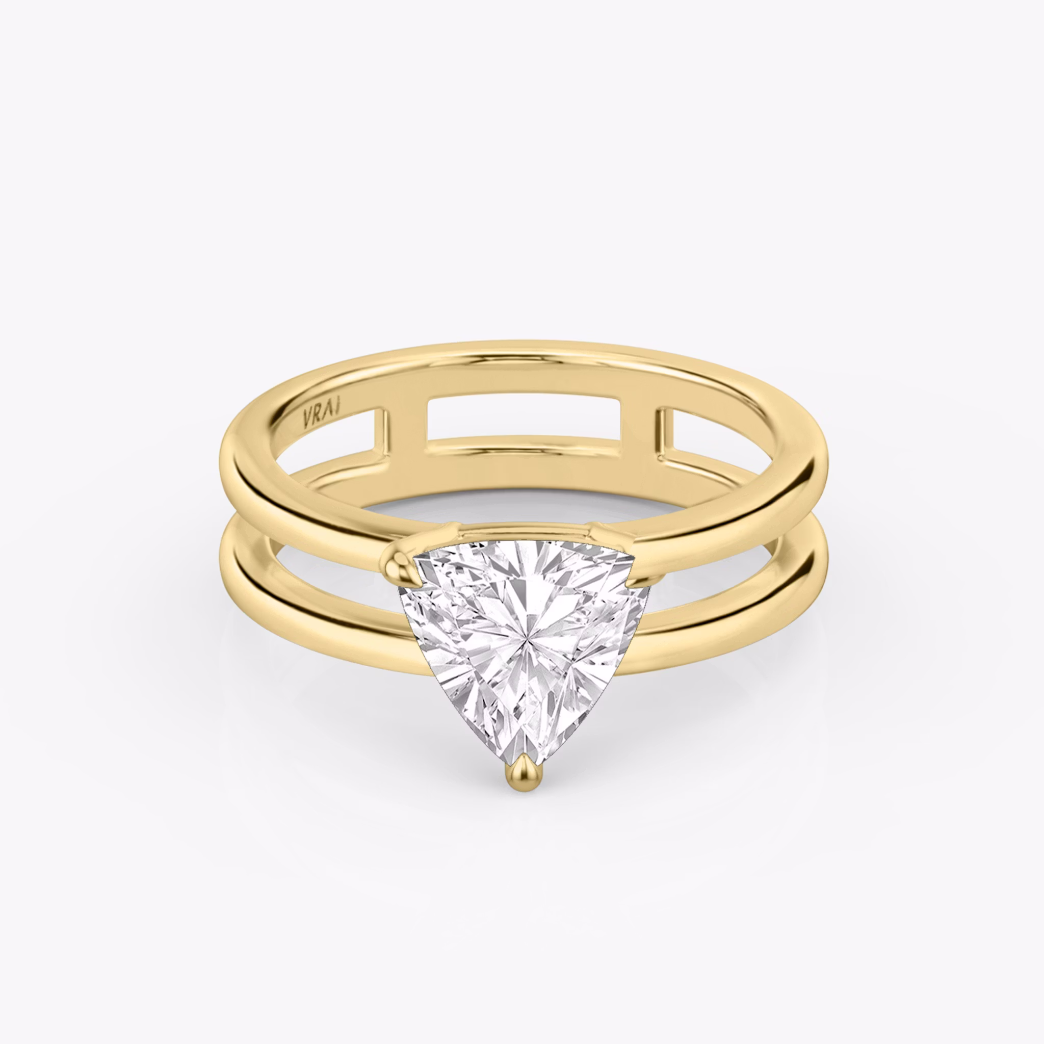 The Double Band | Trillion | 18k | Yellow Gold | bandAccent: Plain | diamondOrientation: vertical | caratWeight: other