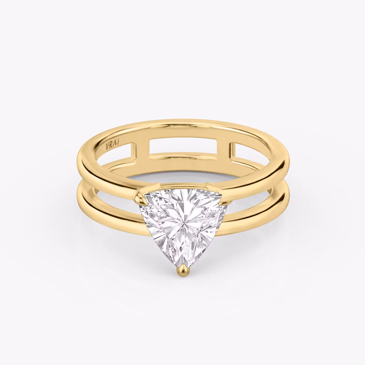 Bague de fiançailles Double Band | Trillion | 18k | Or jaune | bandAccent: Simple | diamondOrientation: vertical | caratWeight: other