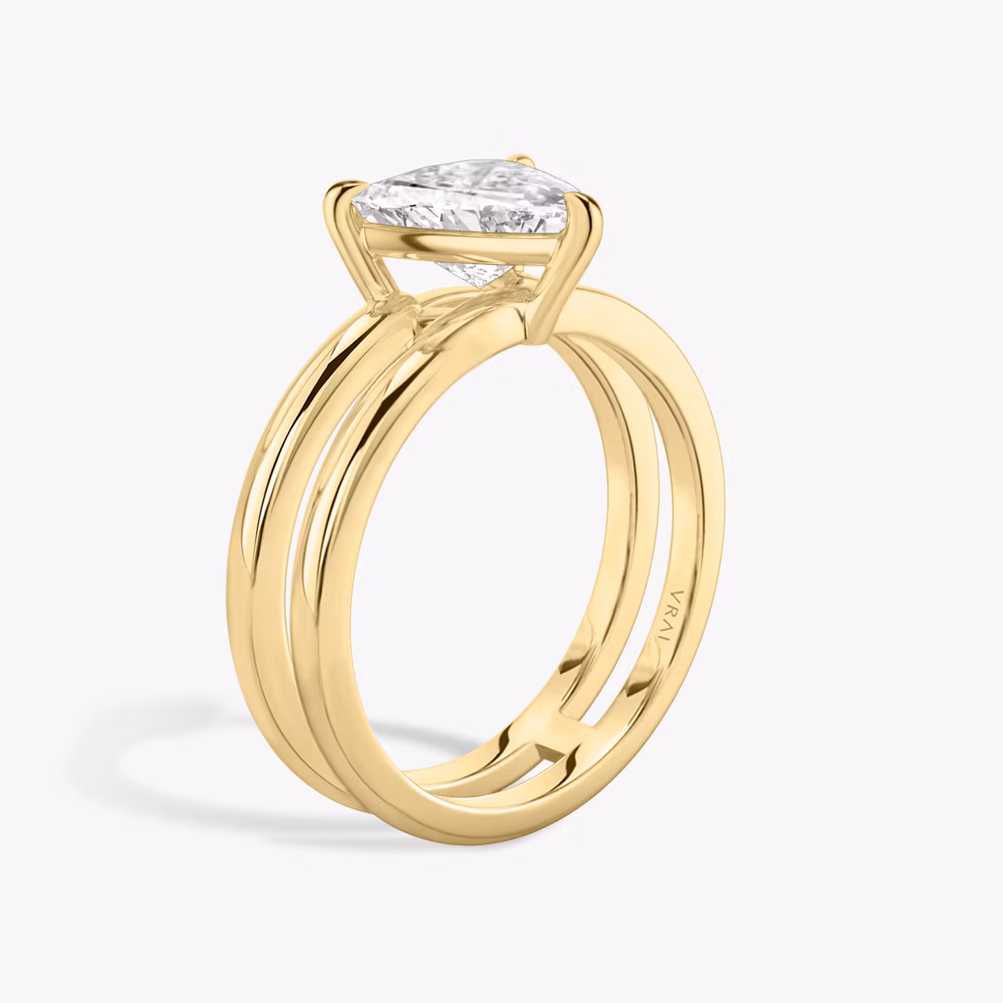 Bague de fiançailles Double Band | Trillion | 18k | Or jaune | bandAccent: Simple | diamondOrientation: vertical | caratWeight: other