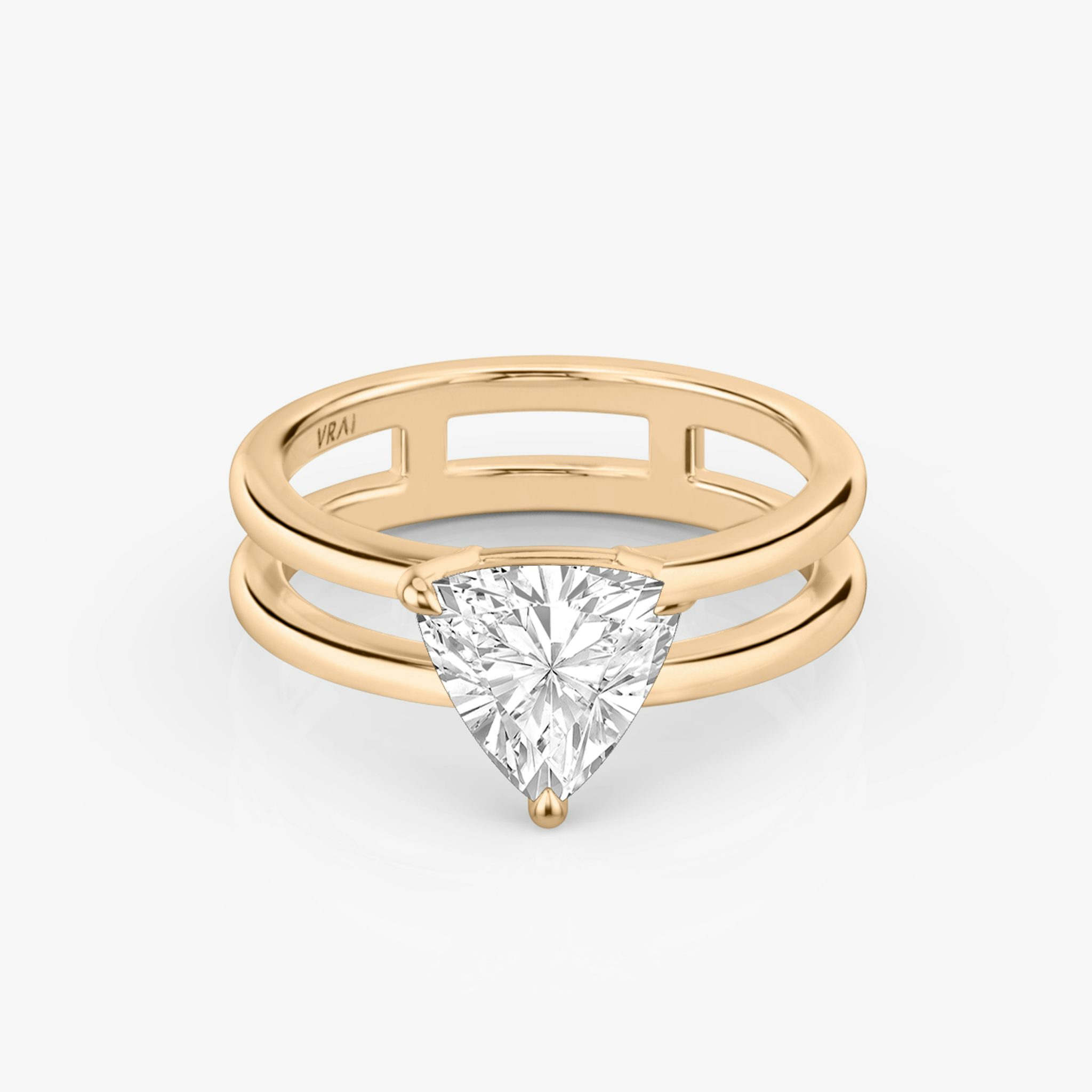 The Double Band | Trillion | 14k | Rose Gold | bandAccent: Plain | diamondOrientation: vertical | caratWeight: other