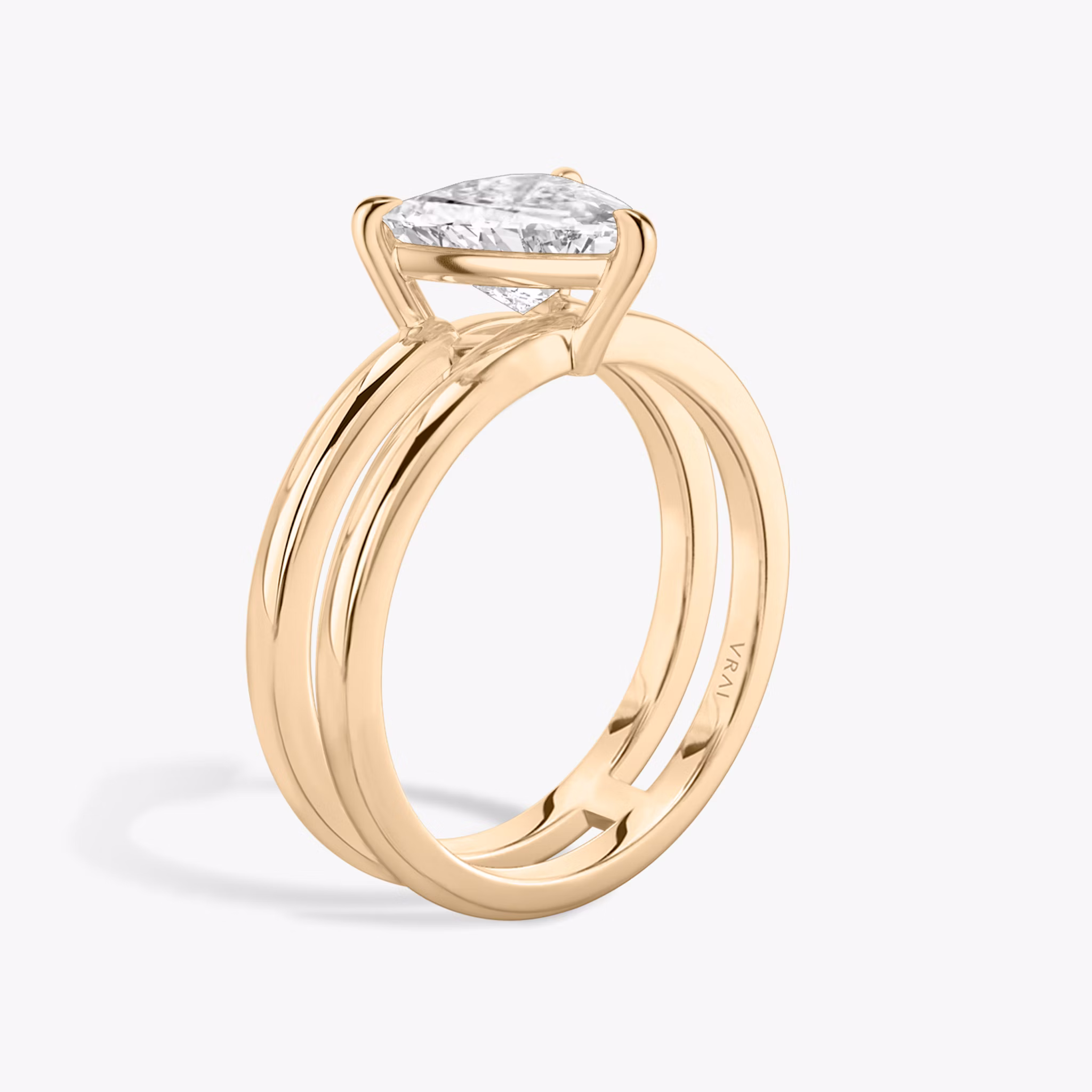 The Double Band | Trillion | 14k | Rose Gold | bandAccent: Plain | diamondOrientation: vertical | caratWeight: other