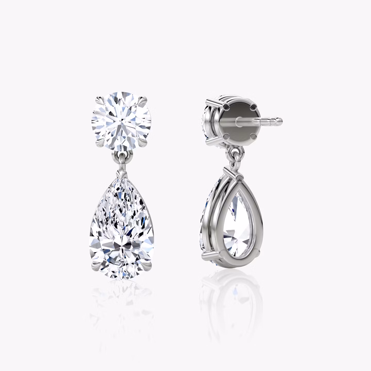 Duo Drop Earring | pear+round-brilliant | 14k | White Gold