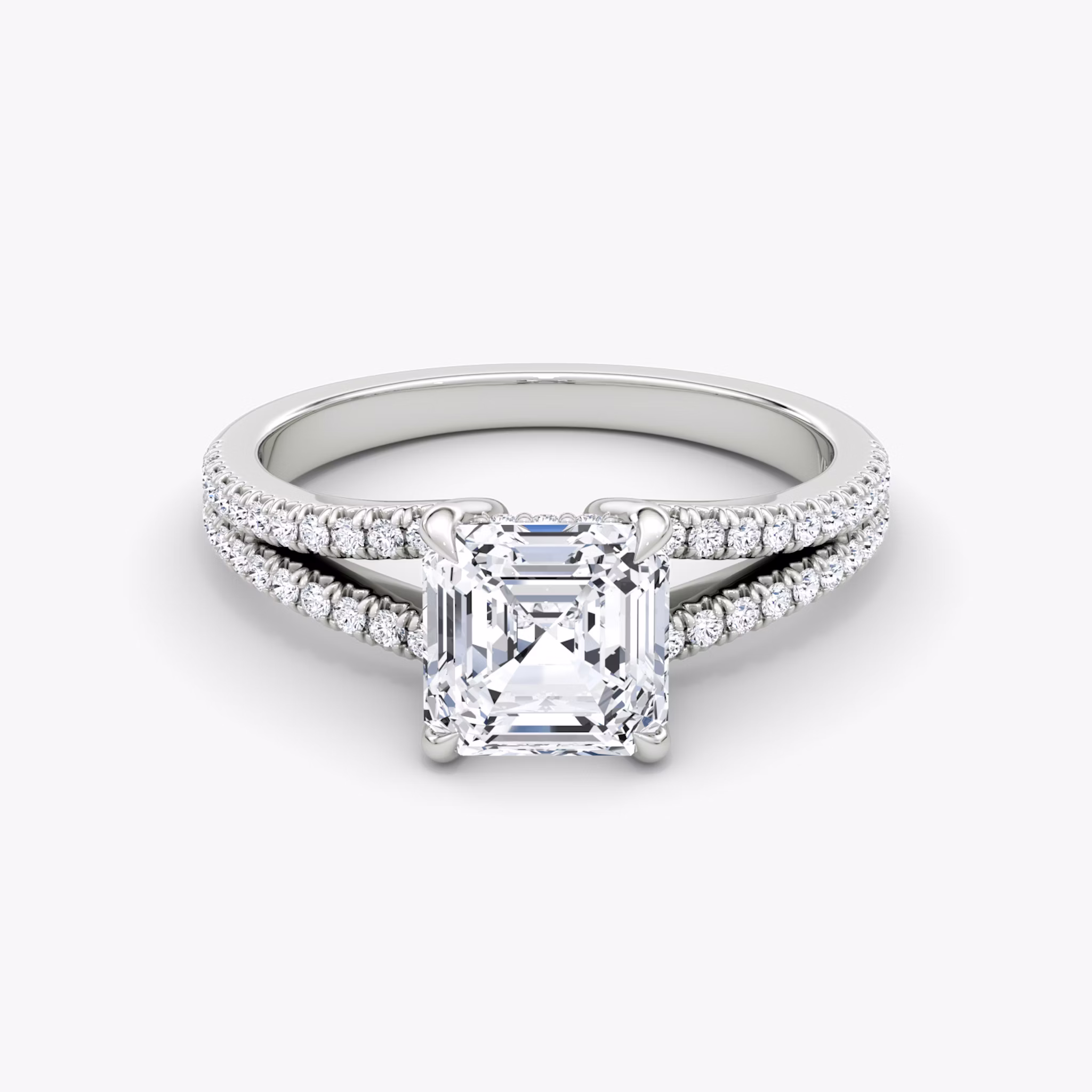 The Floating Split Band | Asscher | Platinum | bandAccent: Pavé | diamondOrientation: vertical | caratWeight: other