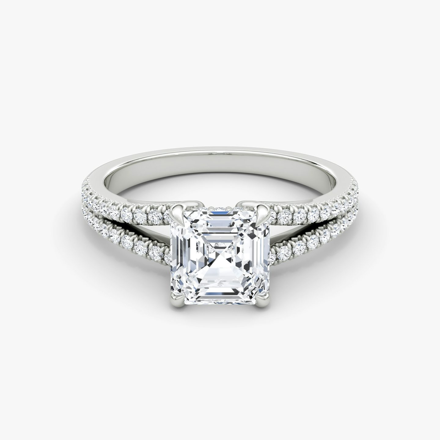 The Floating Split Band | Asscher | Platinum | bandAccent: Pavé | diamondOrientation: vertical | caratWeight: other