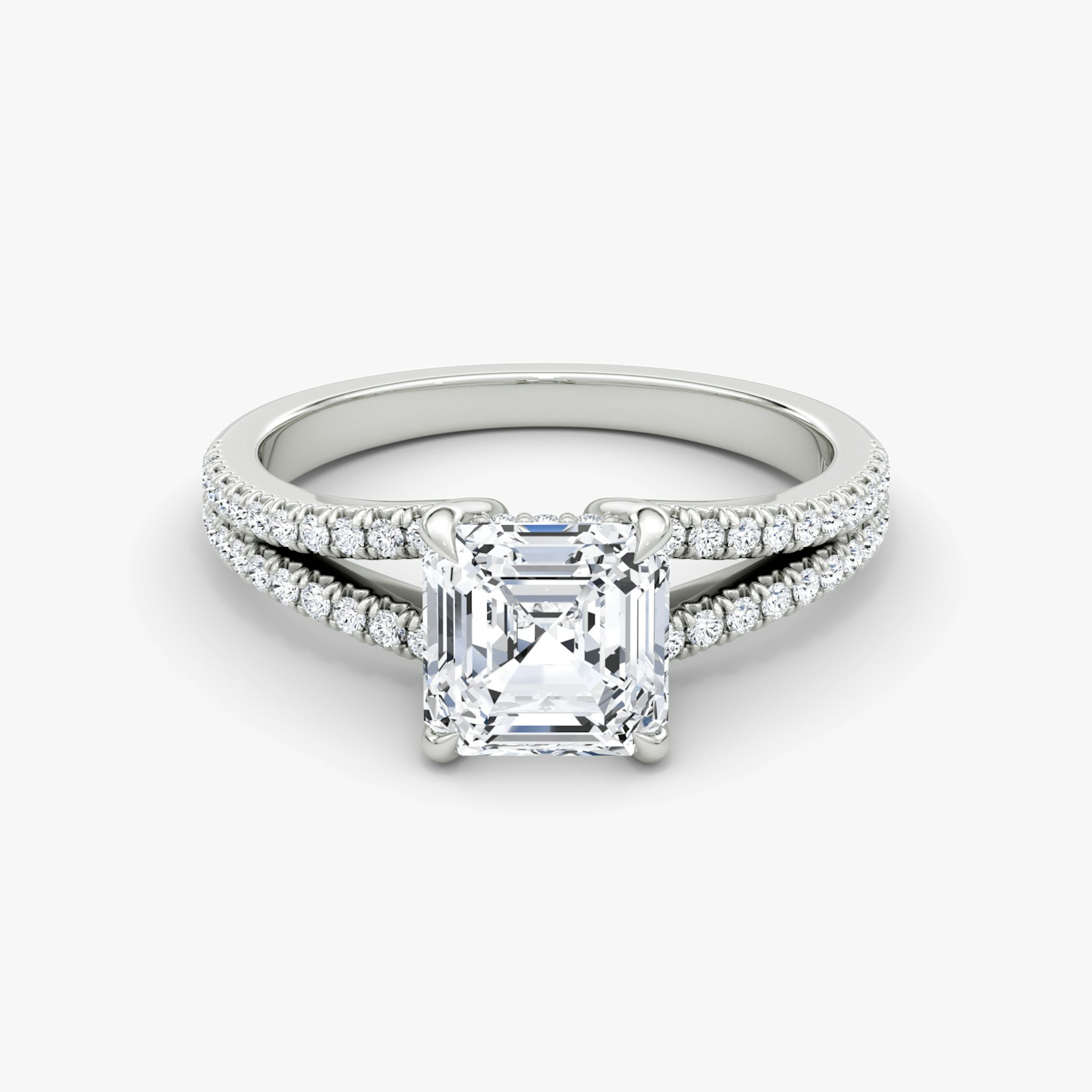 The Floating Split Band | Asscher | Platinum | bandAccent: Pavé | diamondOrientation: vertical | caratWeight: other