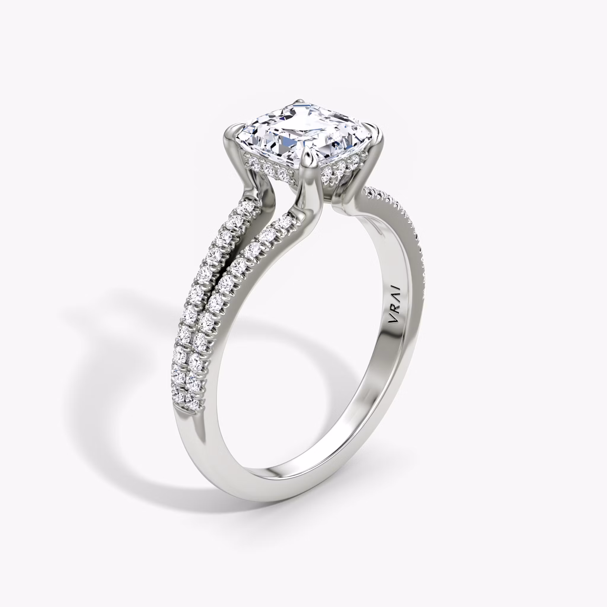 Floating Split Band Asscher | Platinum