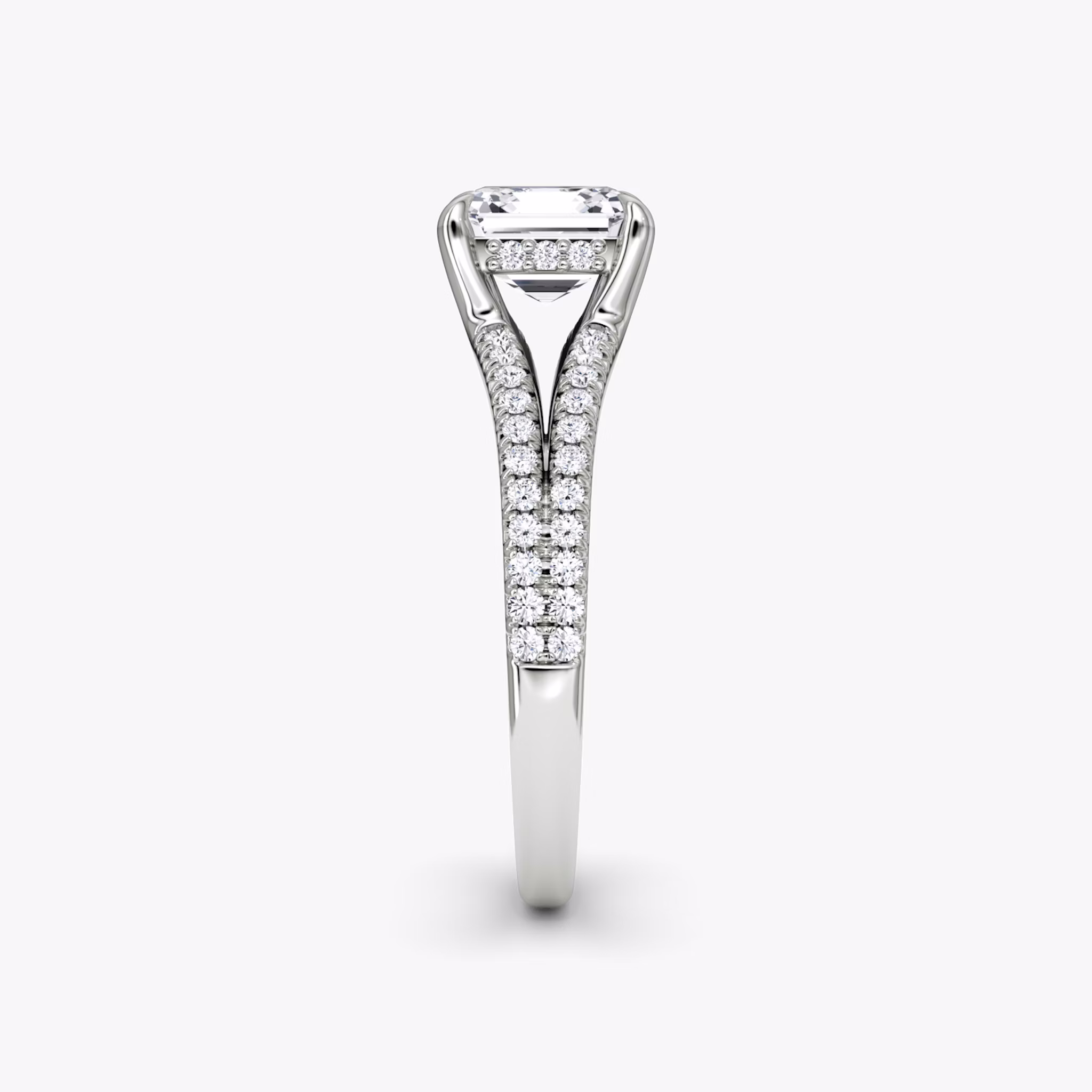 The Floating Split Band | Asscher | Platinum | bandAccent: Pavé | diamondOrientation: vertical | caratWeight: other