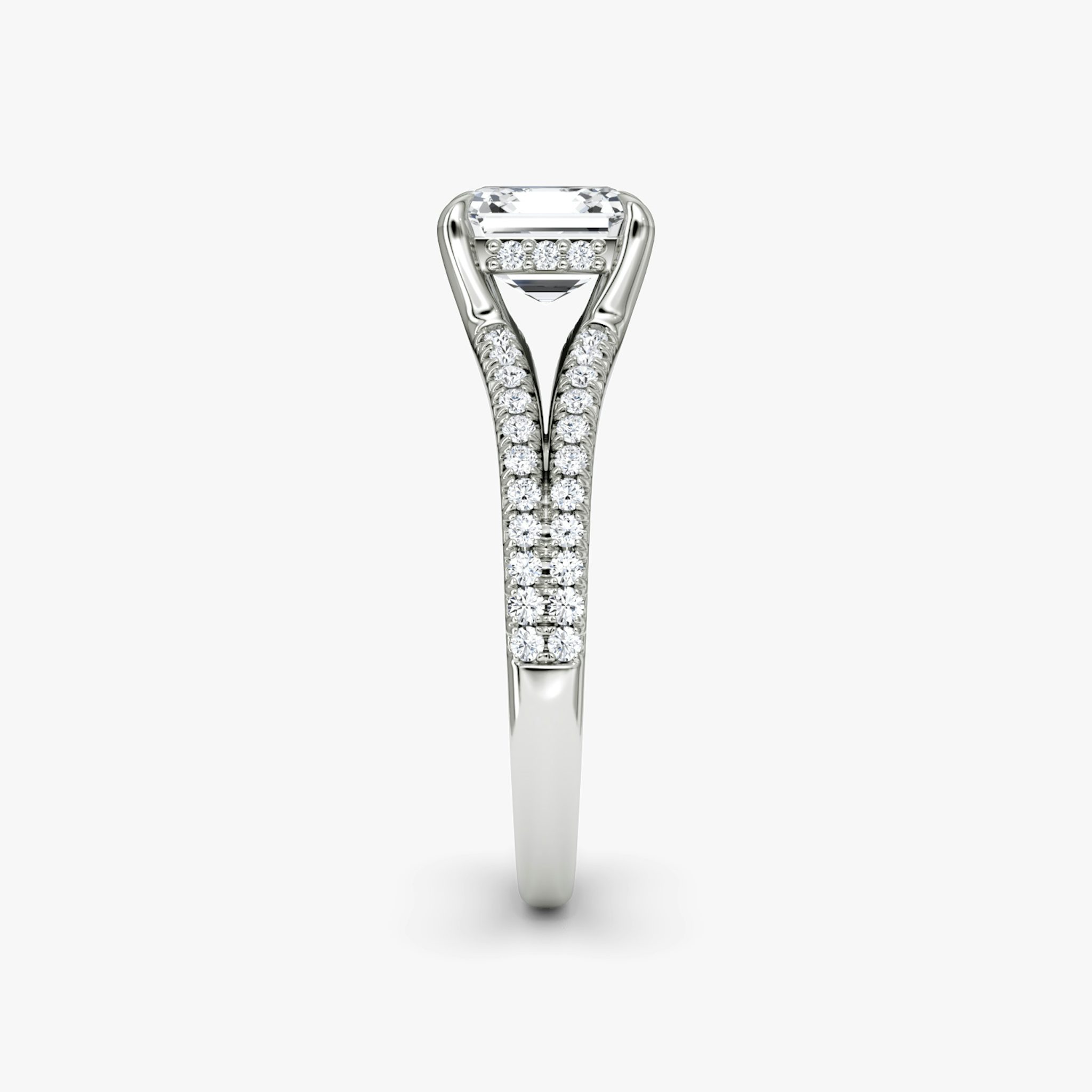 The Floating Split Band | Asscher | Platinum | bandAccent: Pavé | diamondOrientation: vertical | caratWeight: other