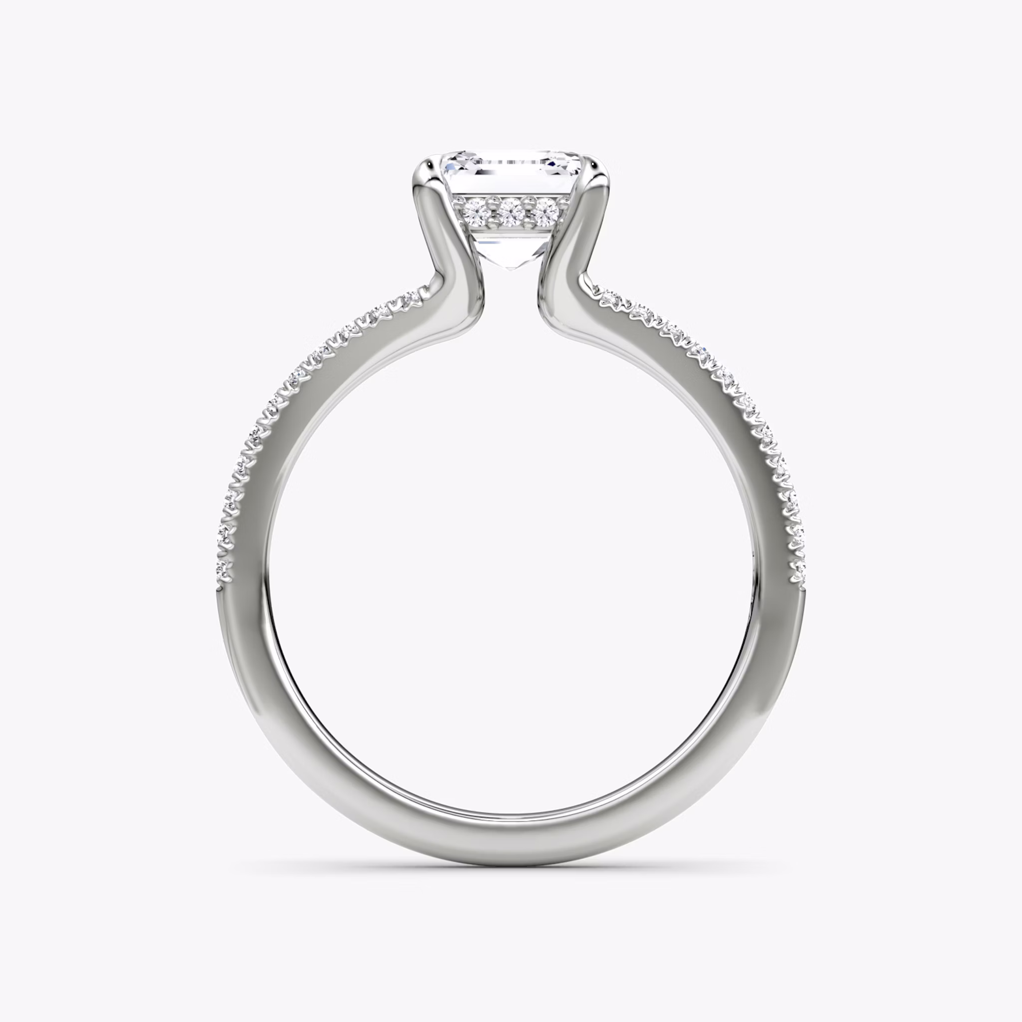 The Floating Split Band | Asscher | Platinum | bandAccent: Pavé | diamondOrientation: vertical | caratWeight: other