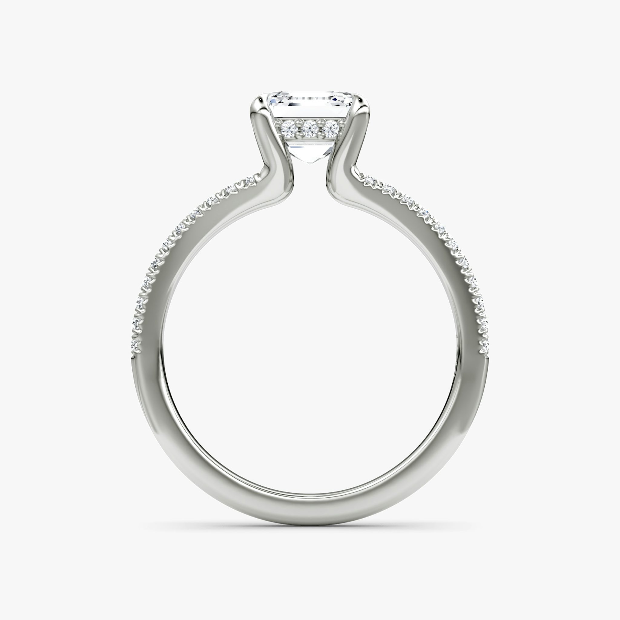 The Floating Split Band | Asscher | Platinum | bandAccent: Pavé | diamondOrientation: vertical | caratWeight: other