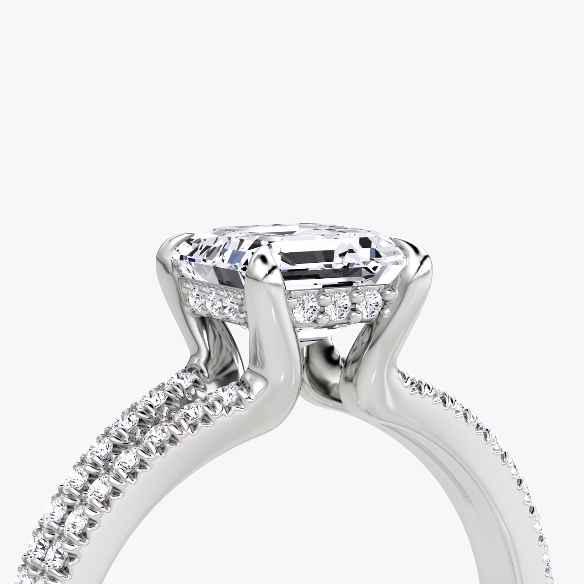 The Floating Split Band | Asscher | Platinum | bandAccent: Pavé | diamondOrientation: vertical | caratWeight: other