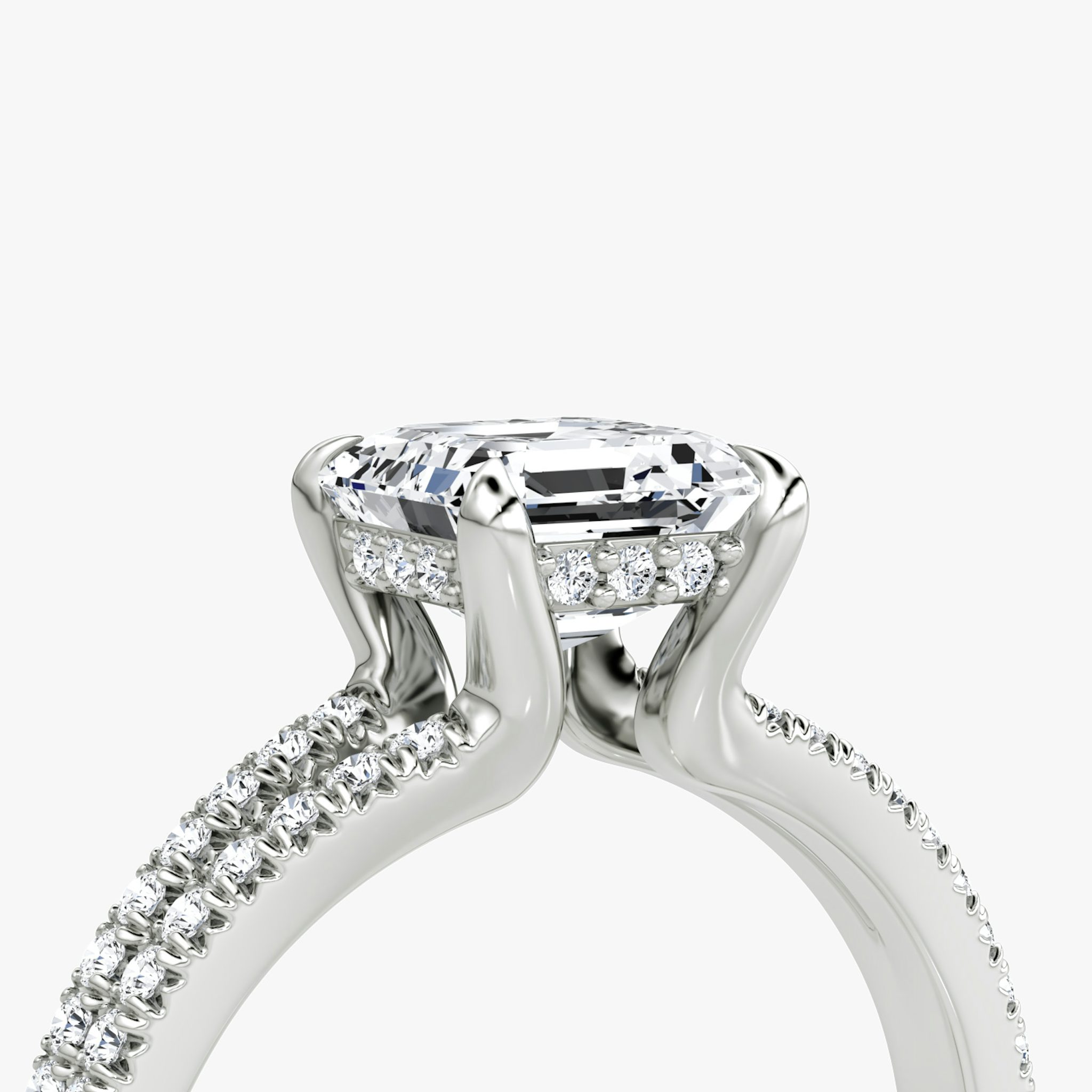 The Floating Split Band | Asscher | Platinum | bandAccent: Pavé | diamondOrientation: vertical | caratWeight: other