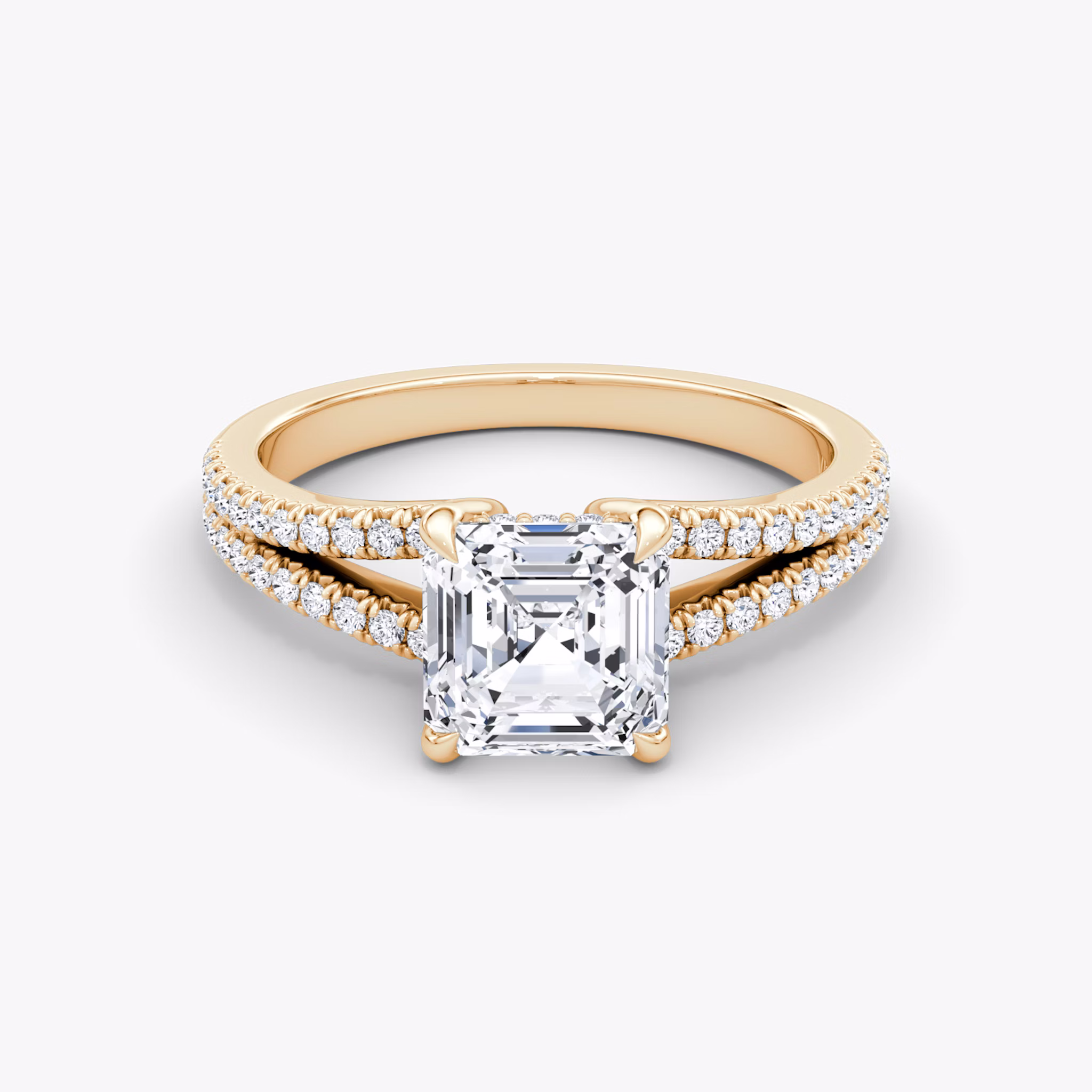 The Floating Split Band | Asscher | 14k | Rose Gold | bandAccent: Pavé | diamondOrientation: vertical | caratWeight: other